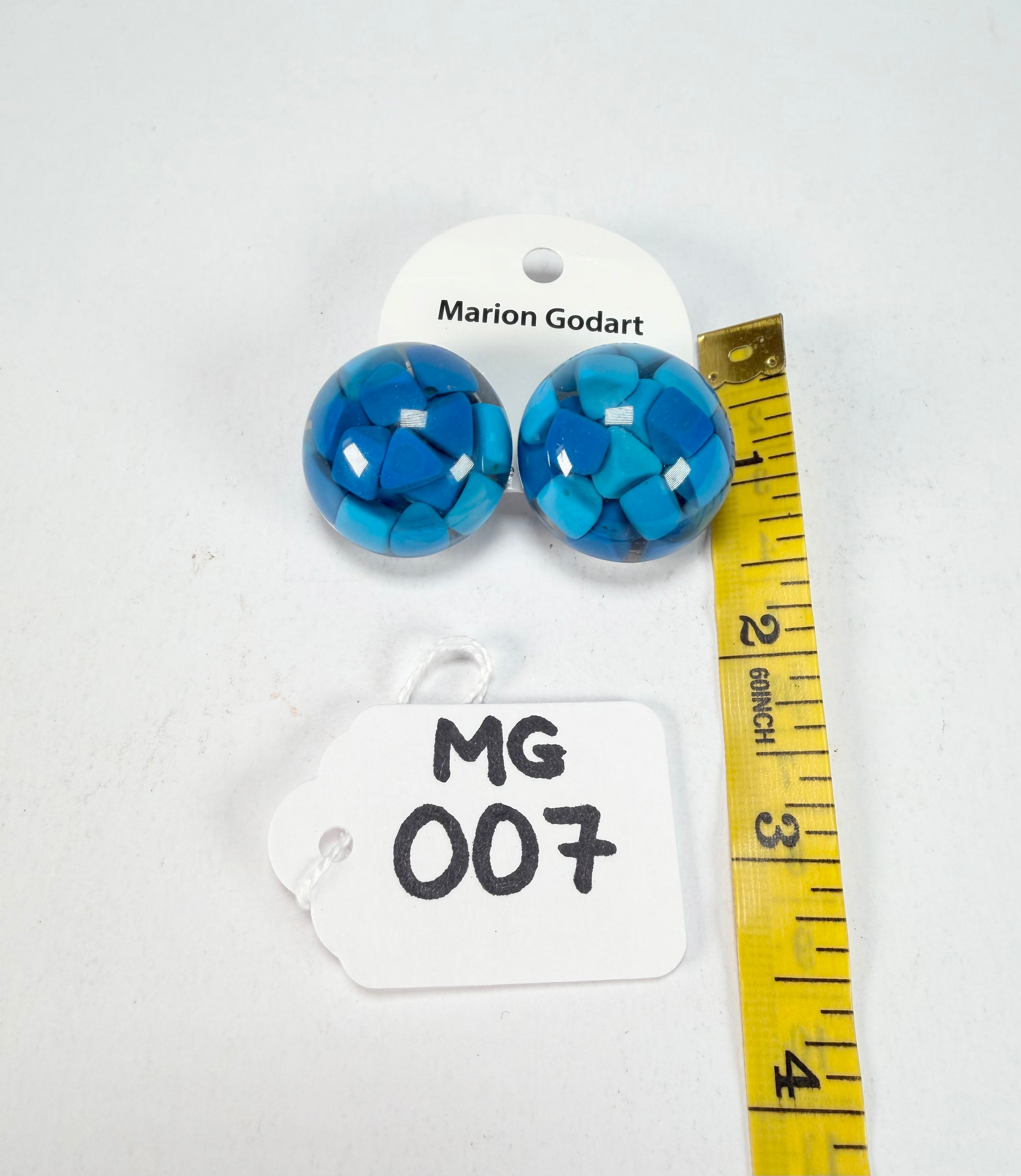 Marion Godart - Confetti "Bouclier" Blue Mix Dome Resin Clip On Earrings