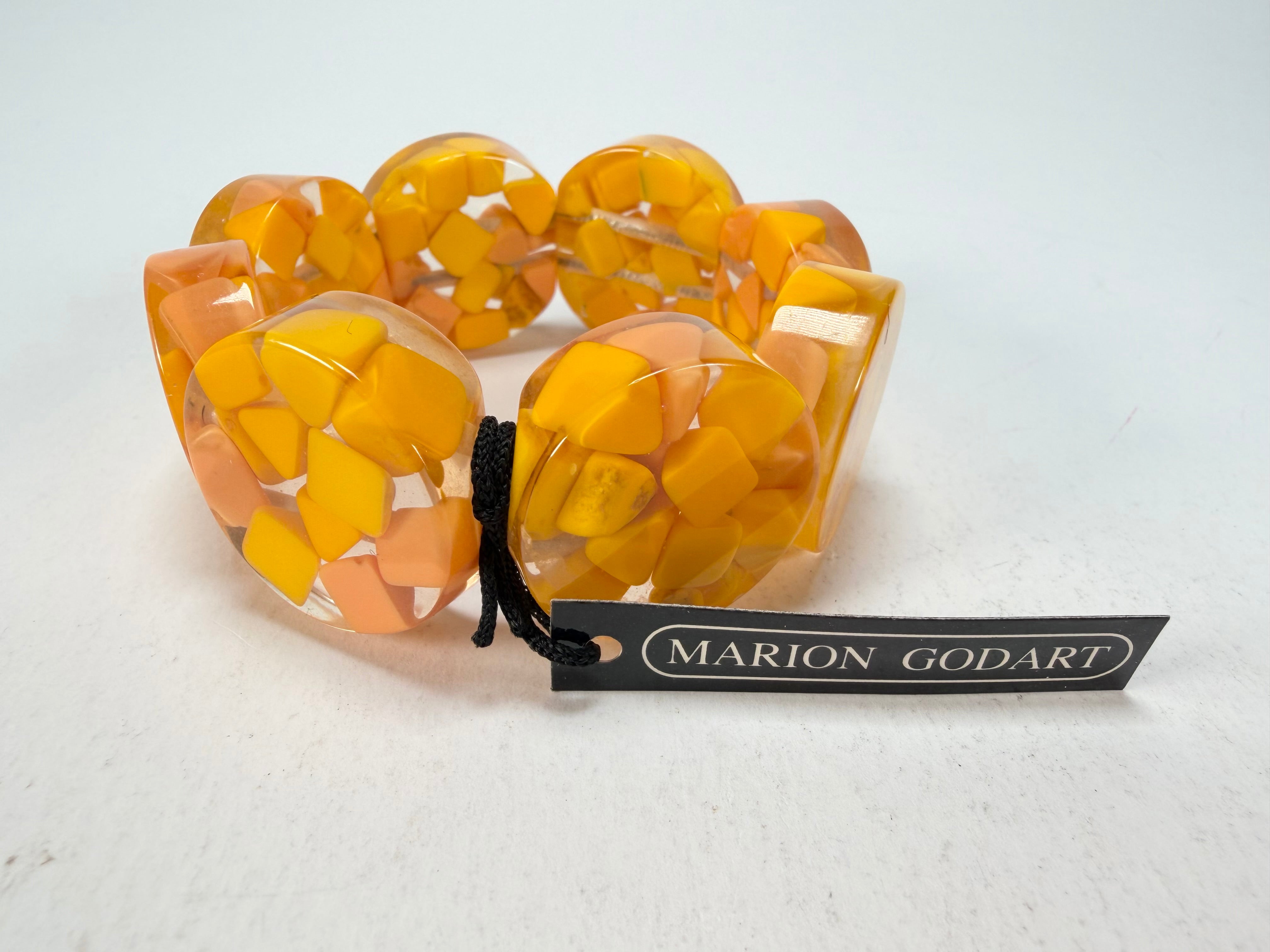 Marion Godart - Confetti "Cylindre" Yellow Mix Elasticated Cylinder Resin Bracelet