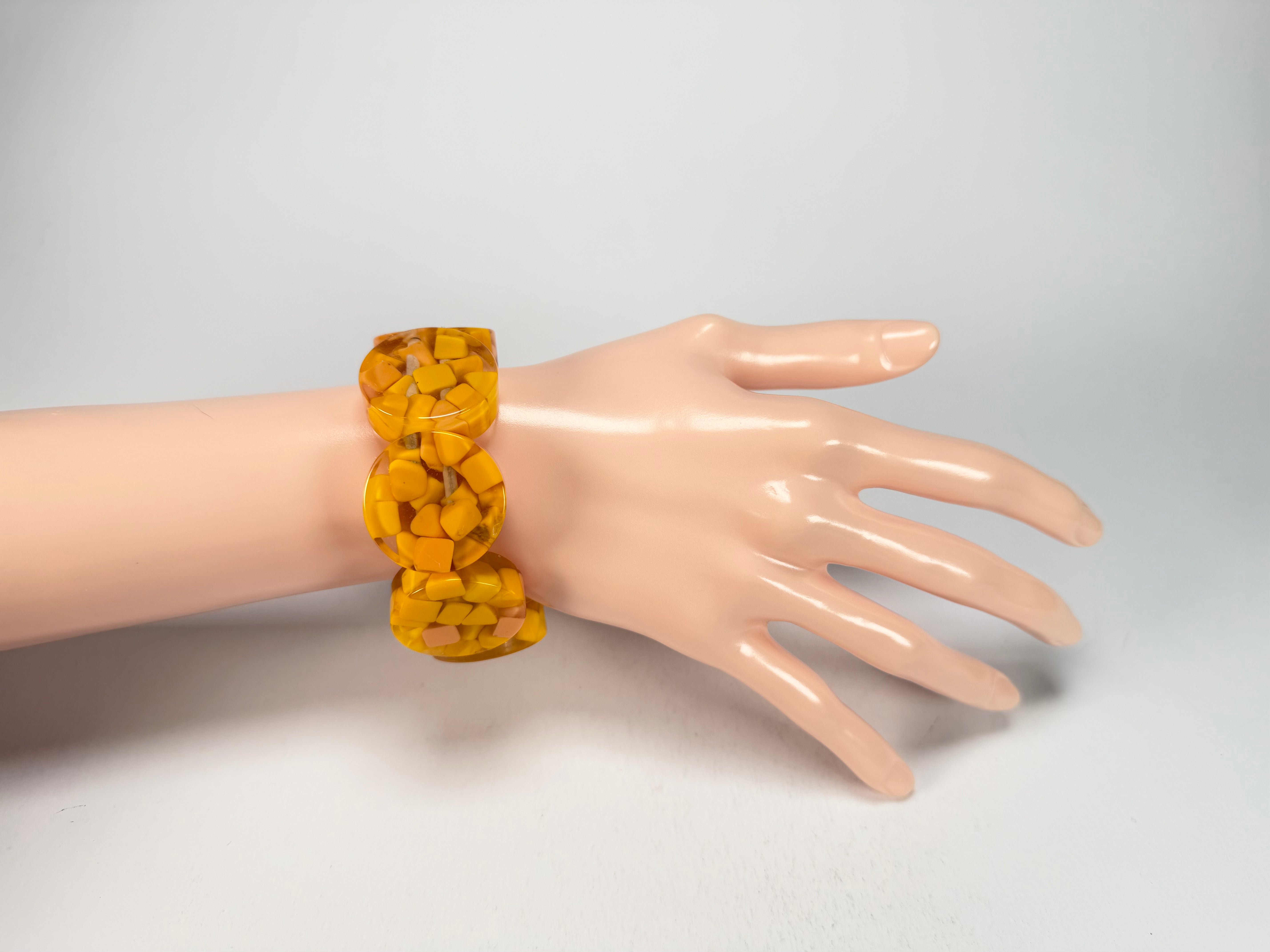 Marion Godart - Confetti "Cylindre" Yellow Mix Elasticated Cylinder Resin Bracelet