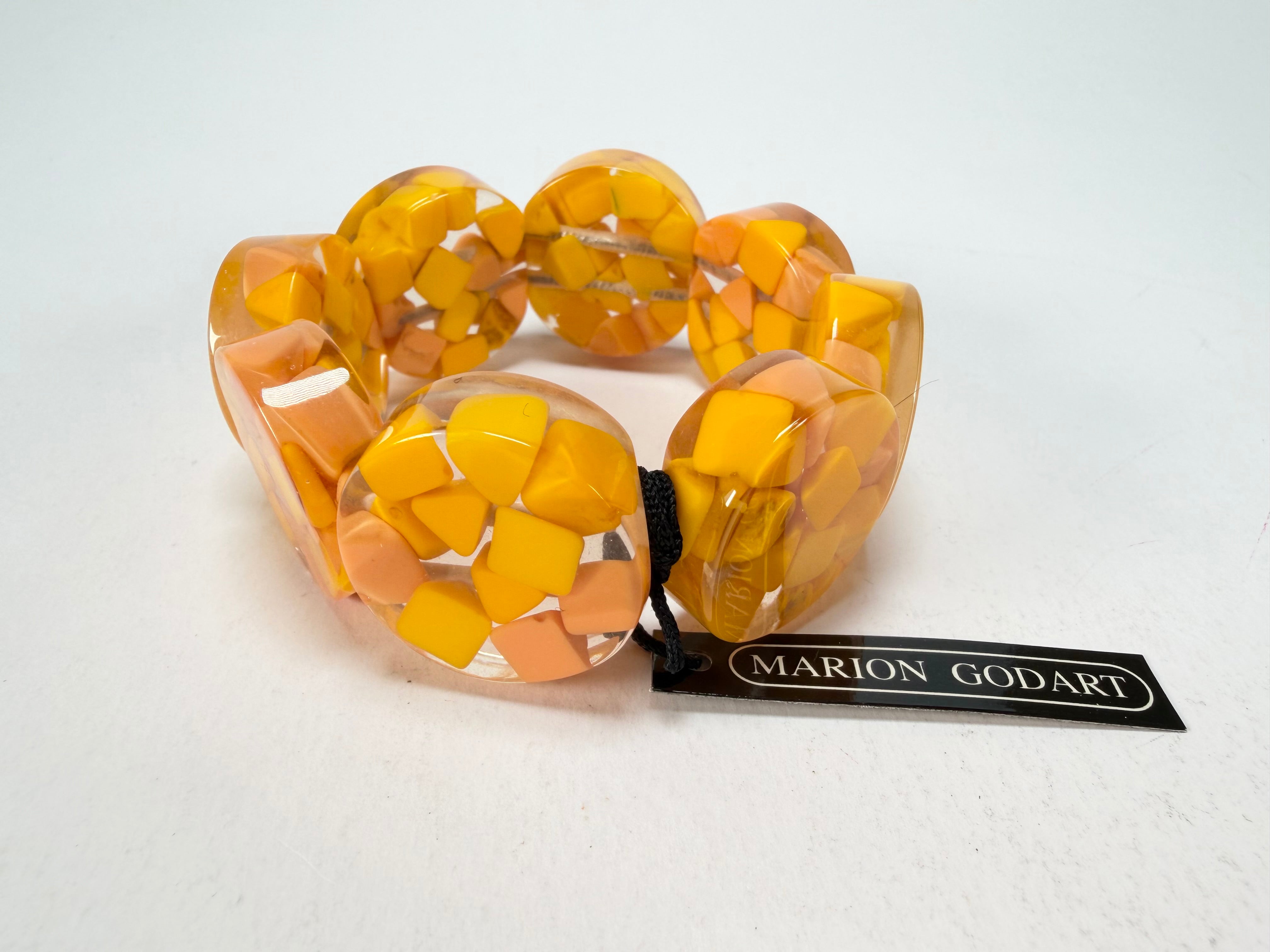 Marion Godart - Confetti "Cylindre" Yellow Mix Elasticated Cylinder Resin Bracelet