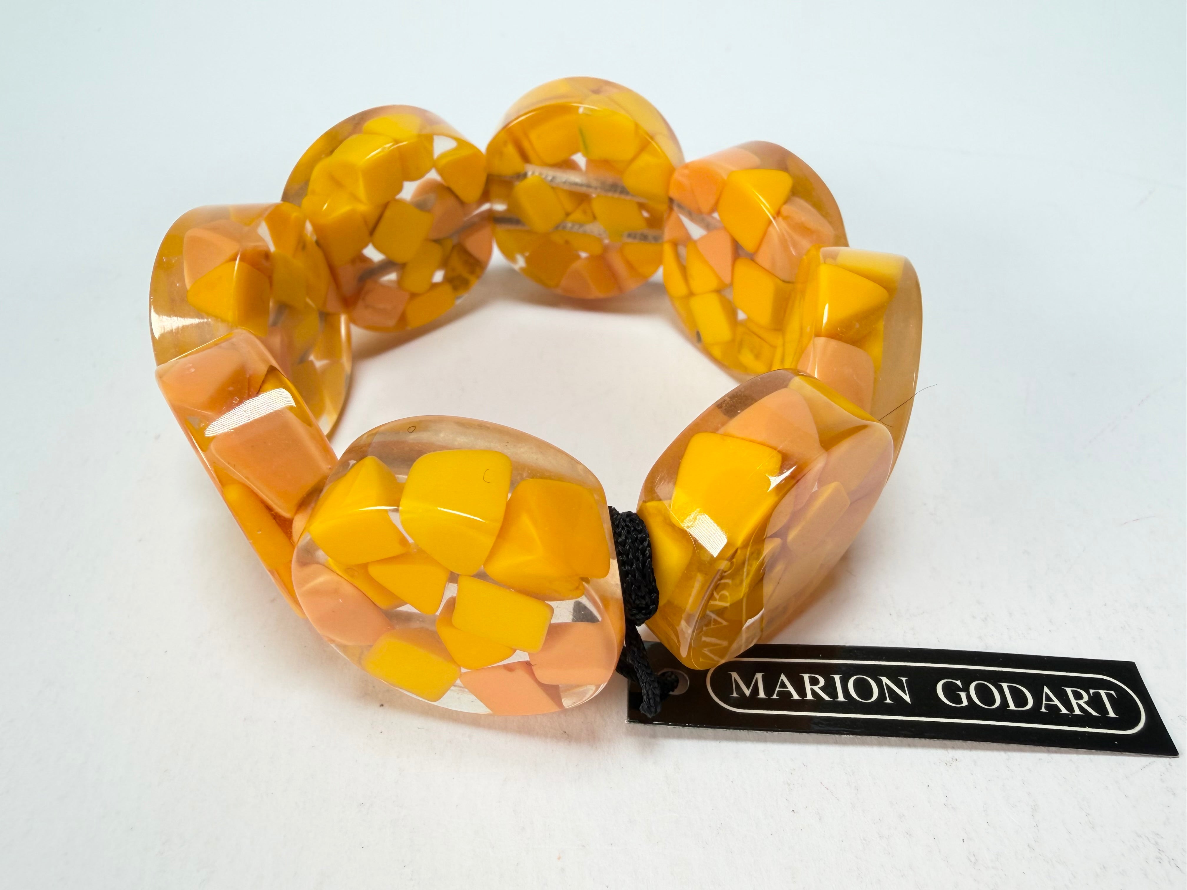 Marion Godart - Confetti "Cylindre" Yellow Mix Elasticated Cylinder Resin Bracelet