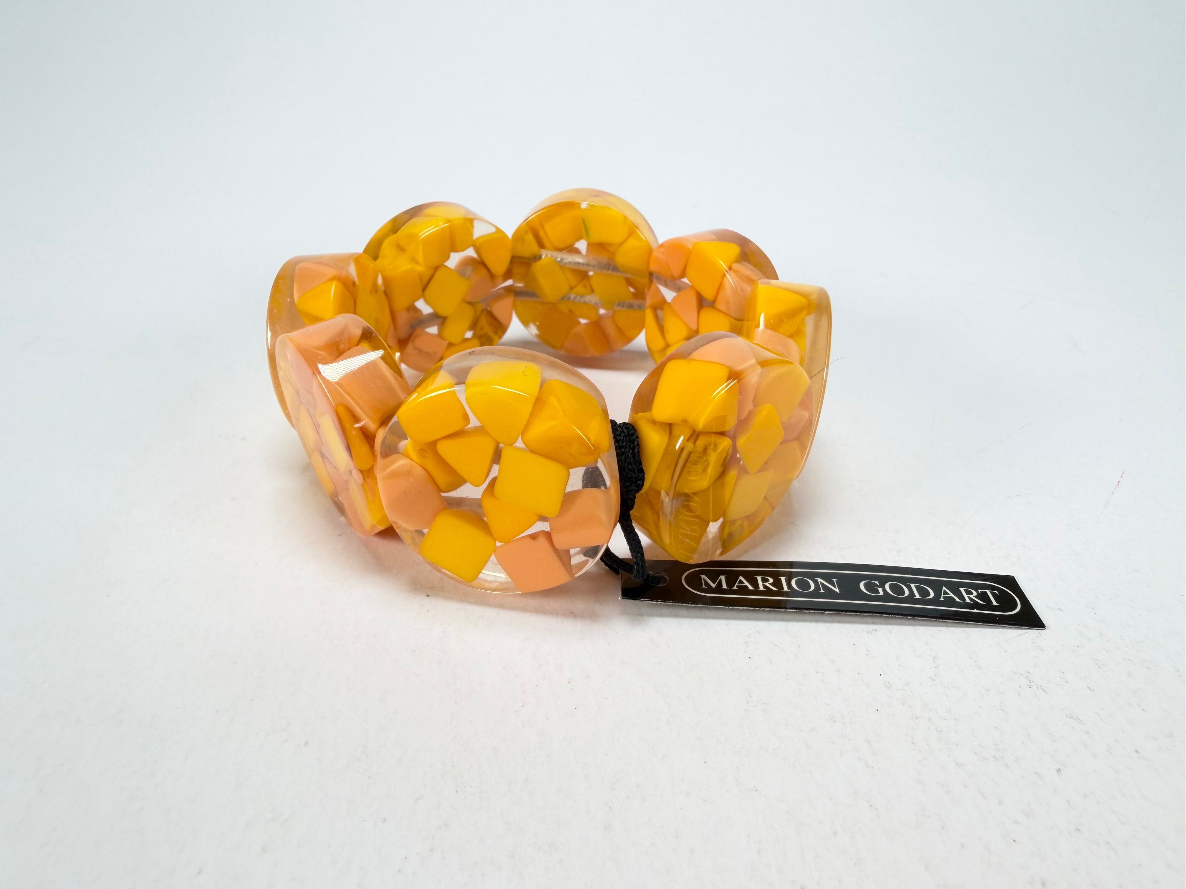Marion Godart - Confetti "Cylindre" Yellow Mix Elasticated Cylinder Resin Bracelet
