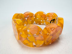 Marion Godart - Confetti "Cylindre" Yellow Mix Elasticated Cylinder Resin Bracelet