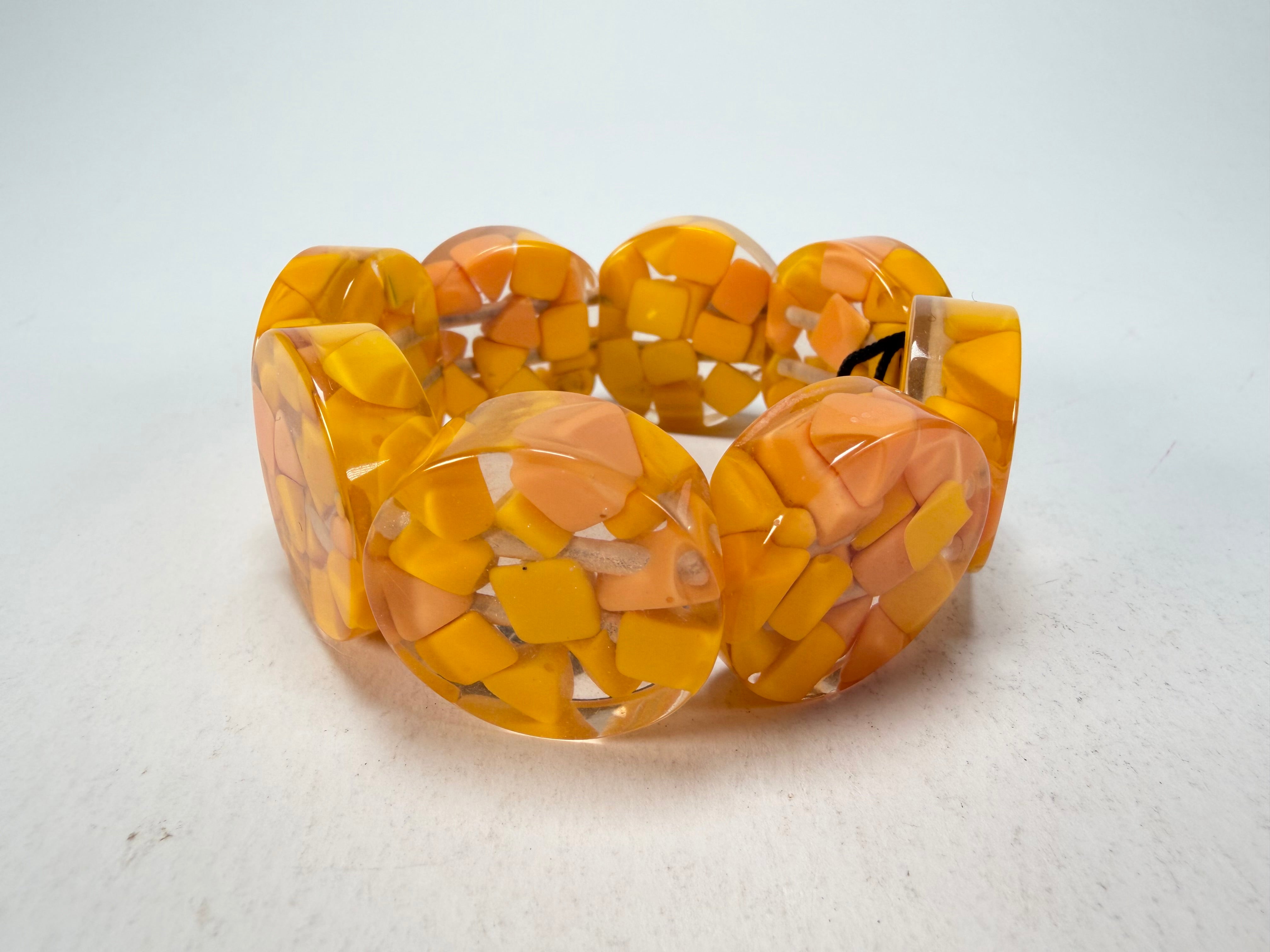 Marion Godart - Confetti "Cylindre" Yellow Mix Elasticated Cylinder Resin Bracelet
