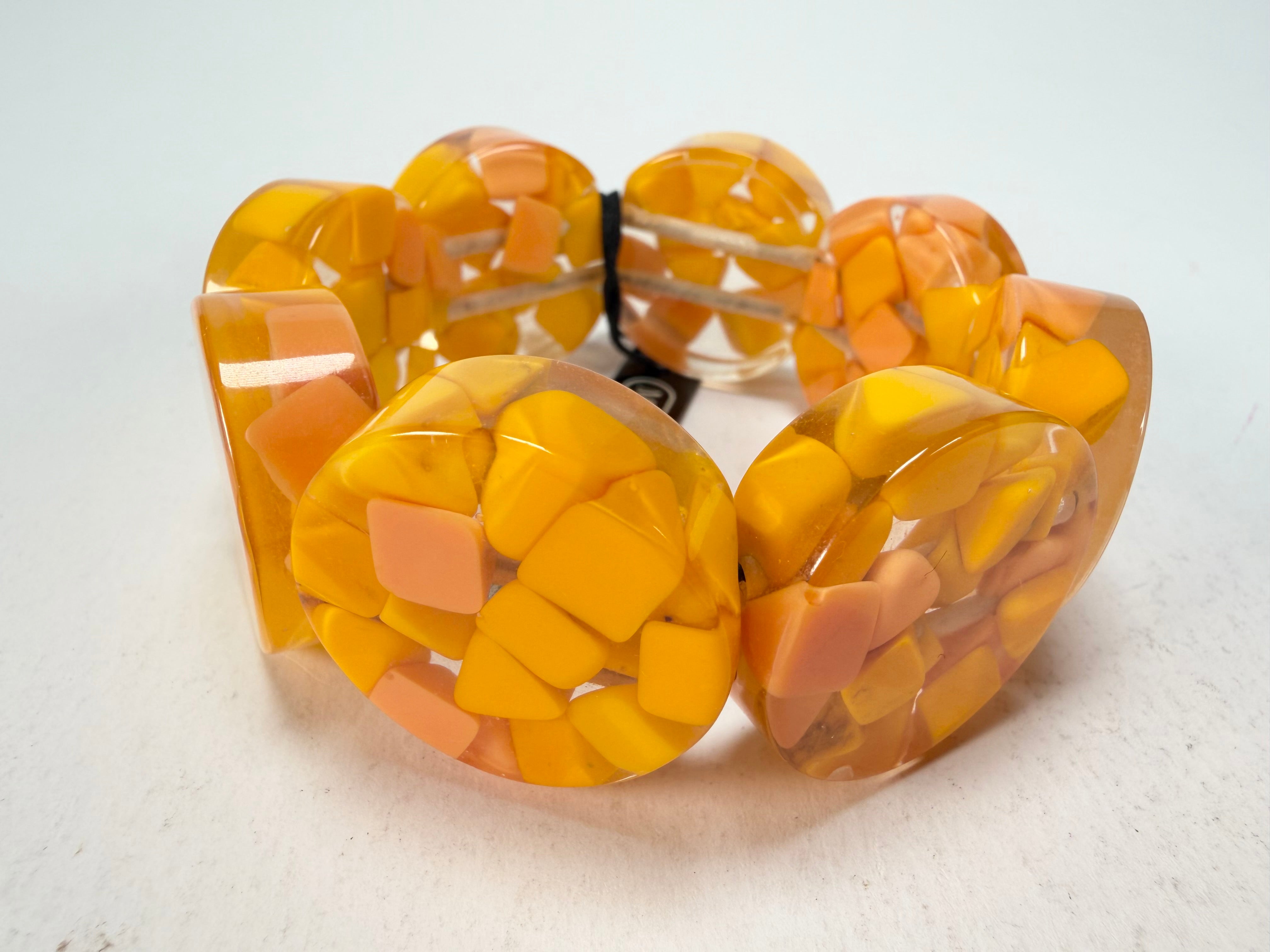 Marion Godart - Confetti "Cylindre" Yellow Mix Elasticated Cylinder Resin Bracelet