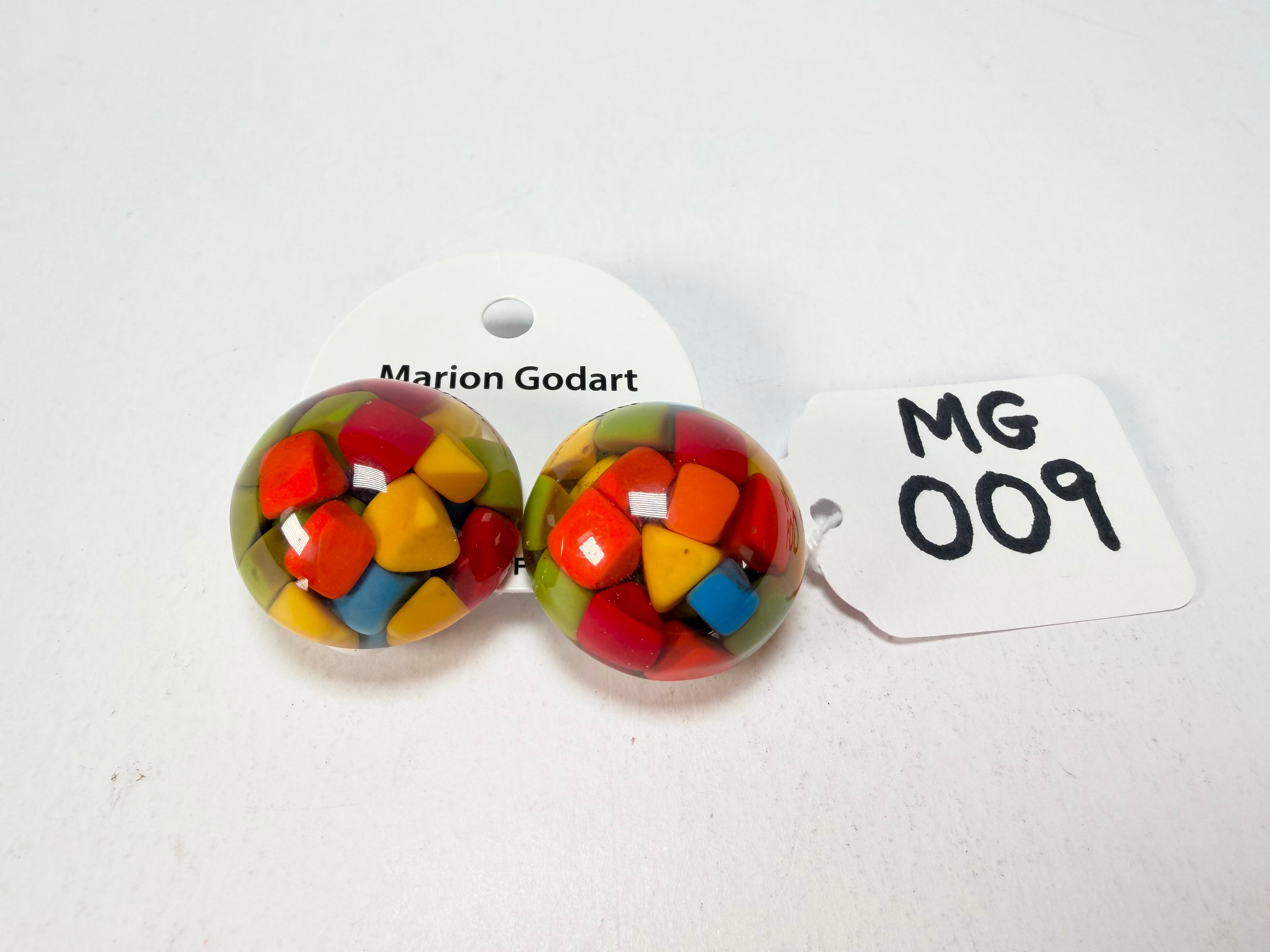 Marion Godart - Confetti "Bouclier" Summer Mix Dome Resin Clip On Earrings