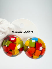 Marion Godart - Confetti "Bouclier" Summer Mix Dome Resin Clip On Earrings