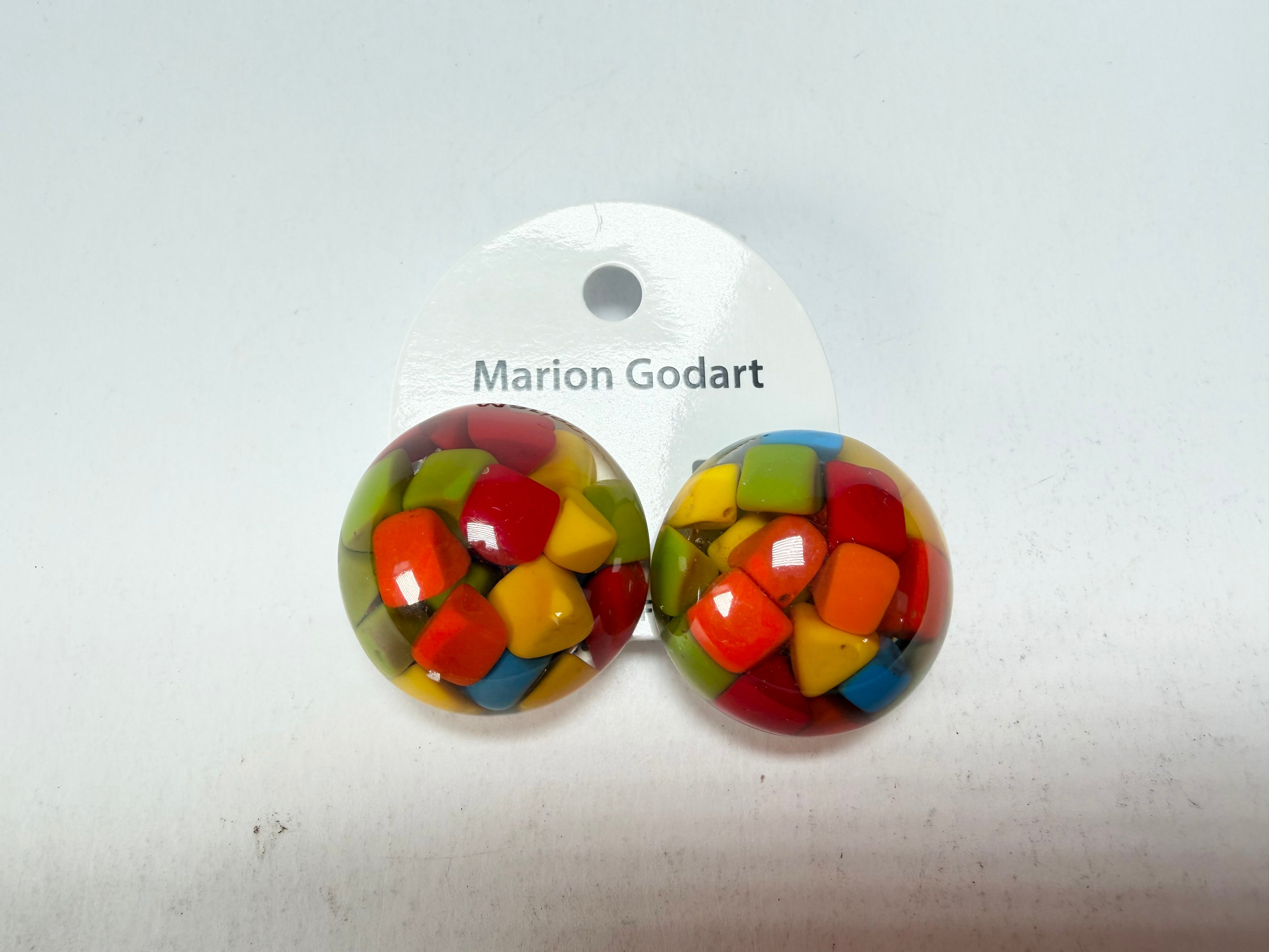 Marion Godart - Confetti "Bouclier" Summer Mix Dome Resin Clip On Earrings