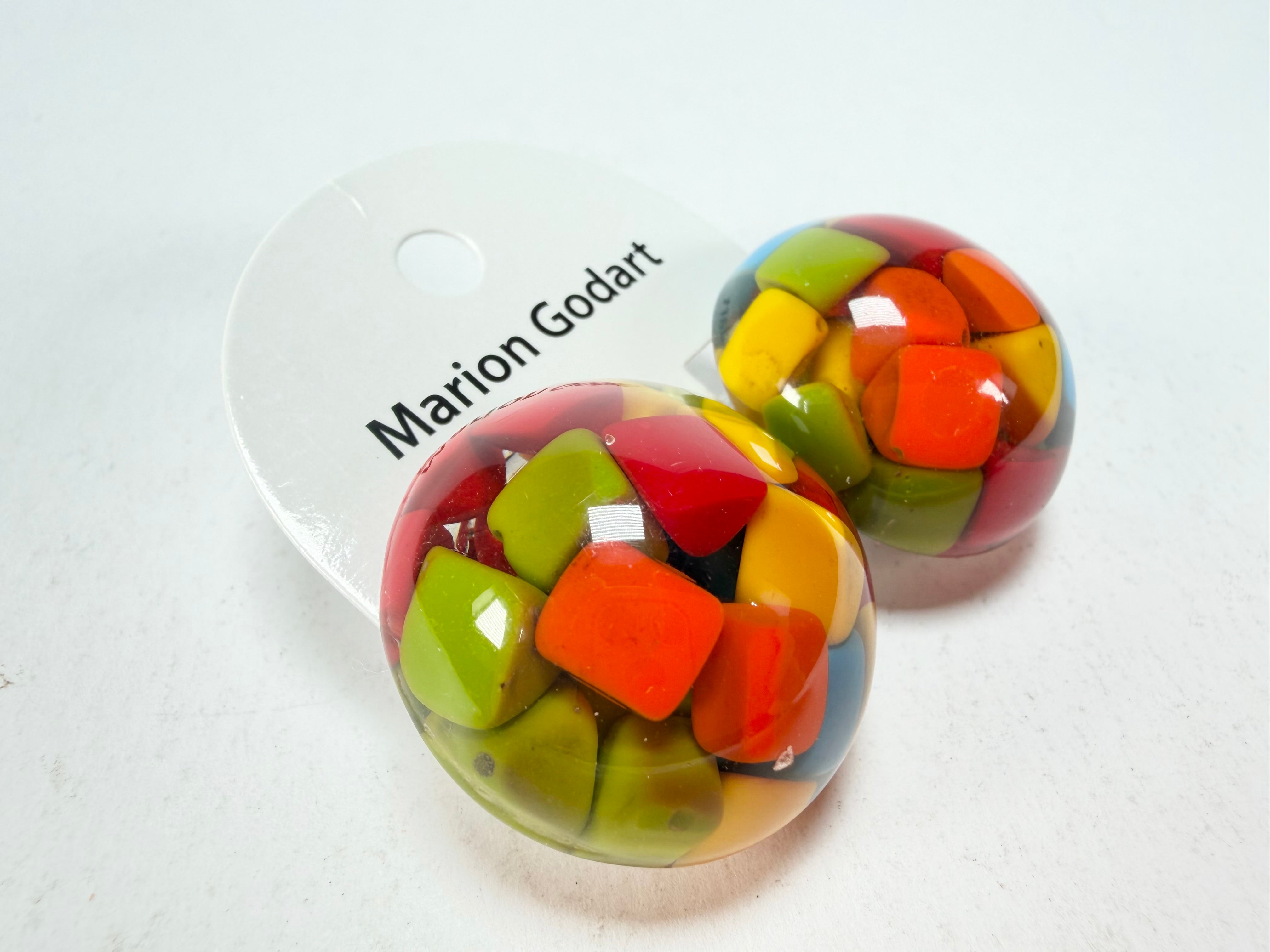 Marion Godart - Confetti "Bouclier" Summer Mix Dome Resin Clip On Earrings
