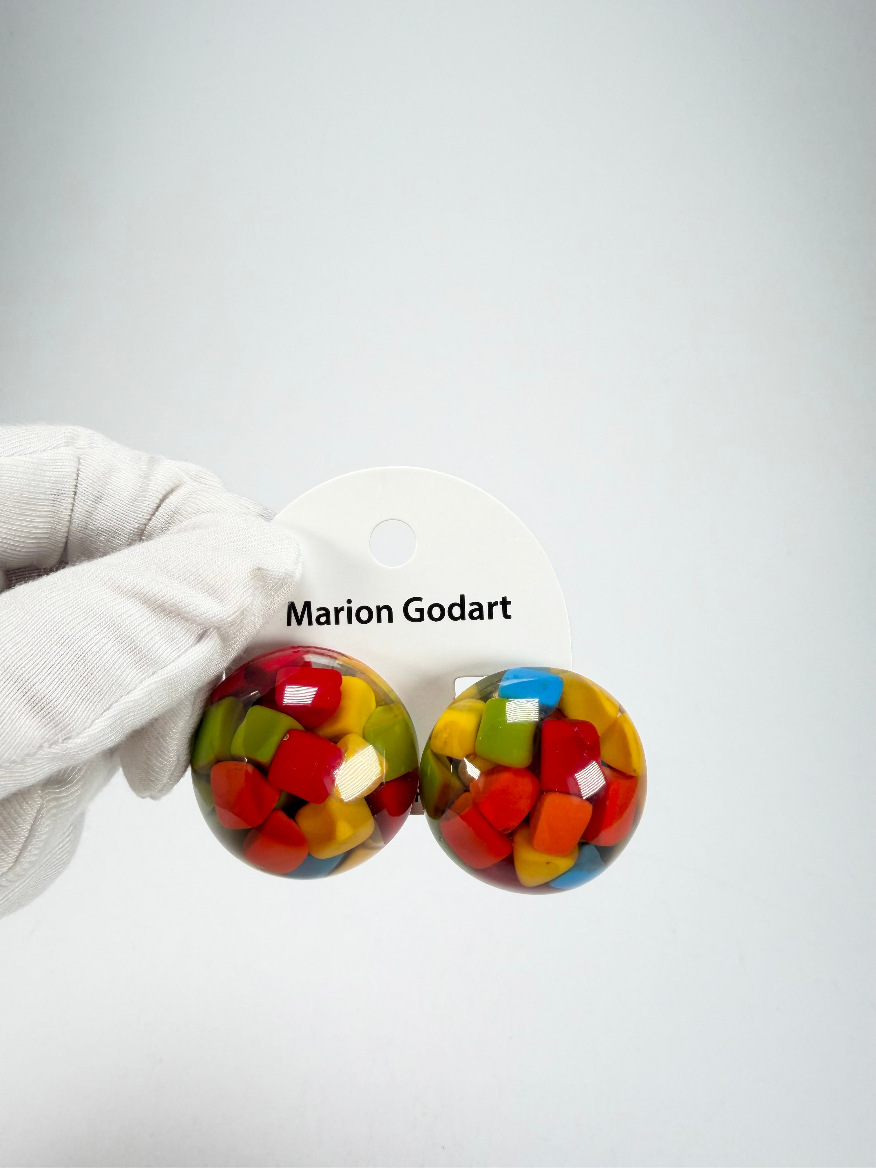Marion Godart - Confetti "Bouclier" Summer Mix Dome Resin Clip On Earrings