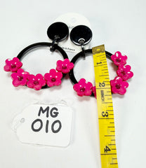 Marion Godart - Floral "Bouquet De Fleurs" Pink Floral Hoop Resin Clip On Earrings