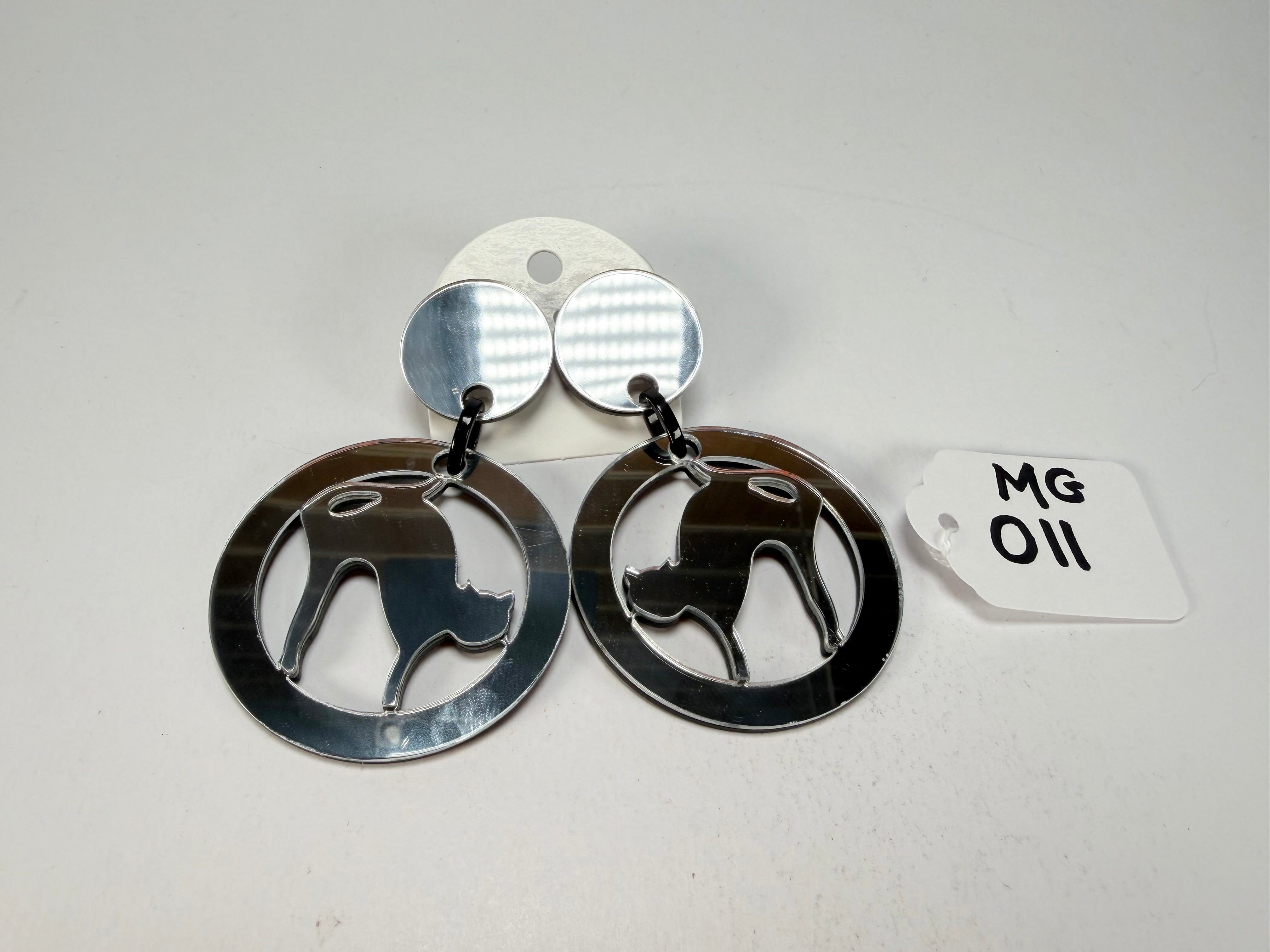 Marion Godart - Reflective "Chat Miroir" Mirror Effect Hoop Resin Clip On Earrings