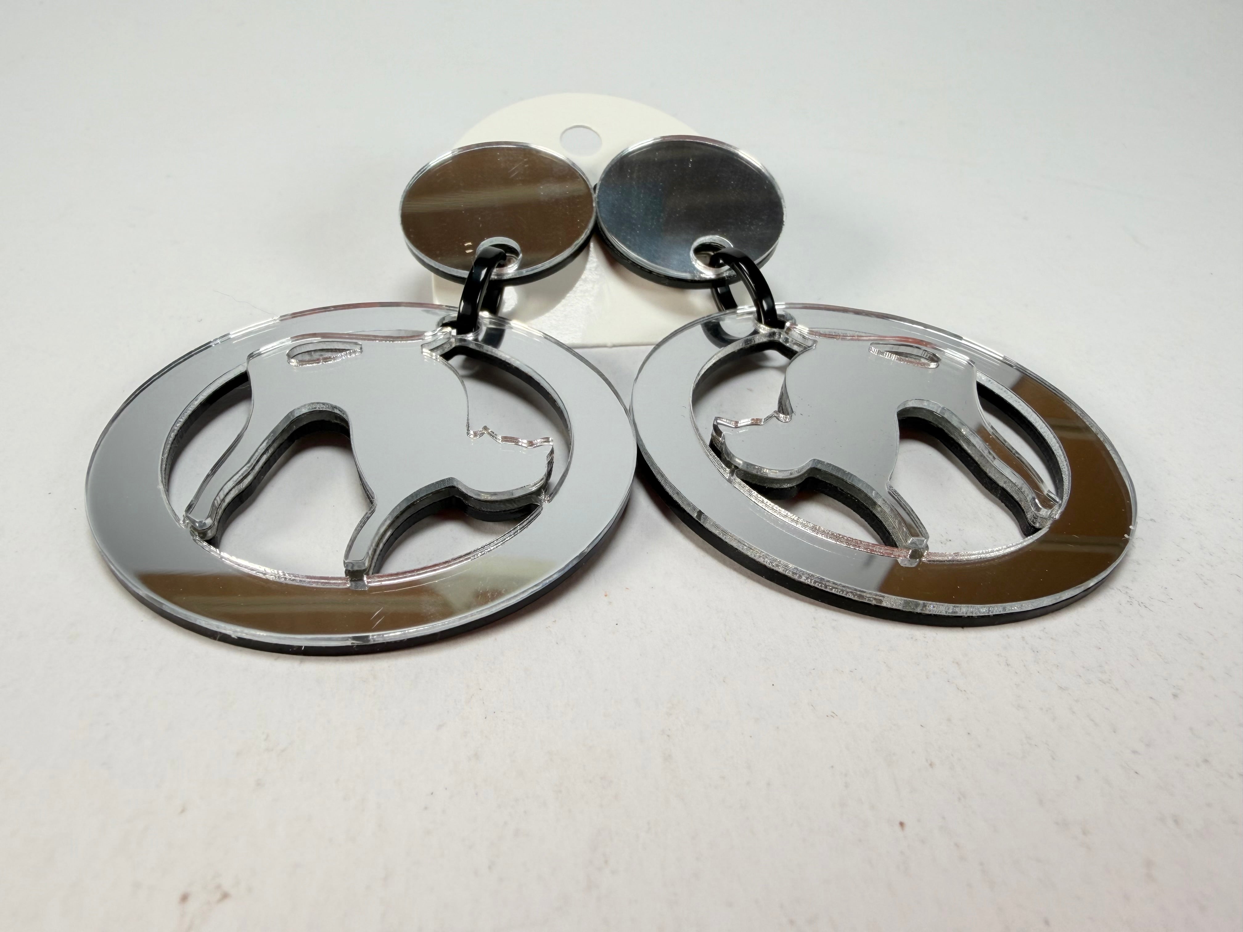 Marion Godart - Reflective "Chat Miroir" Mirror Effect Hoop Resin Clip On Earrings