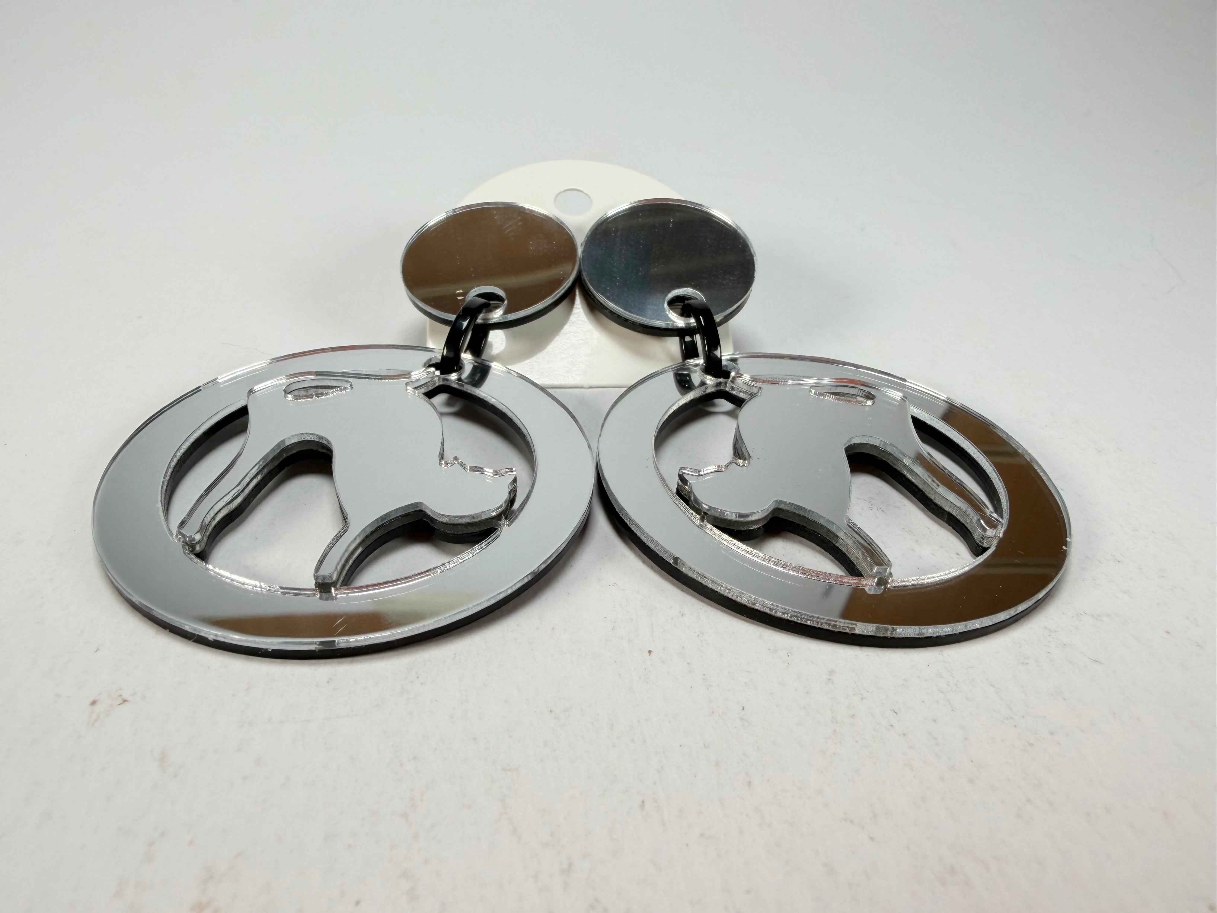 Marion Godart - Reflective "Chat Miroir" Mirror Effect Hoop Resin Clip On Earrings