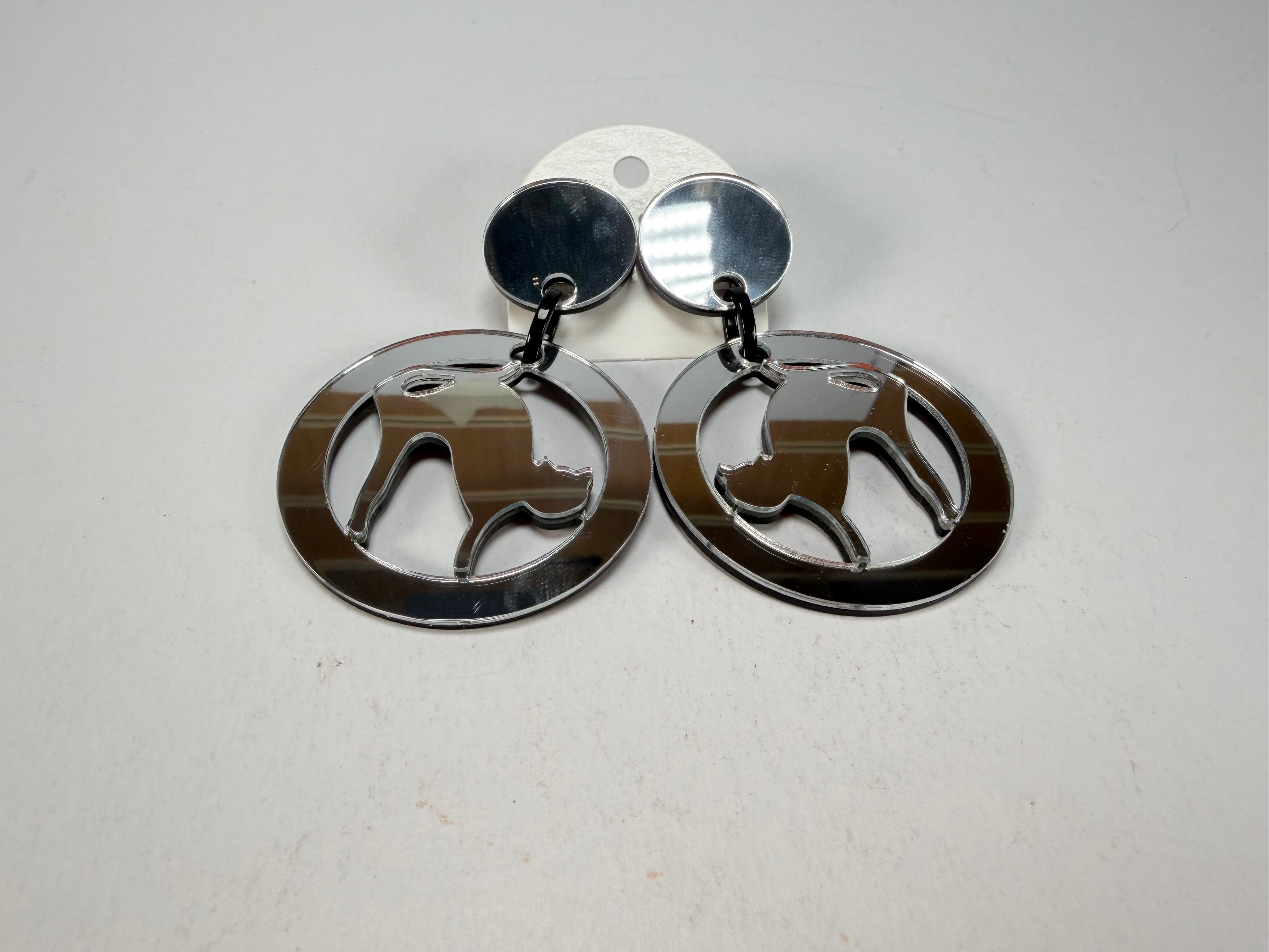 Marion Godart - Reflective "Chat Miroir" Mirror Effect Hoop Resin Clip On Earrings