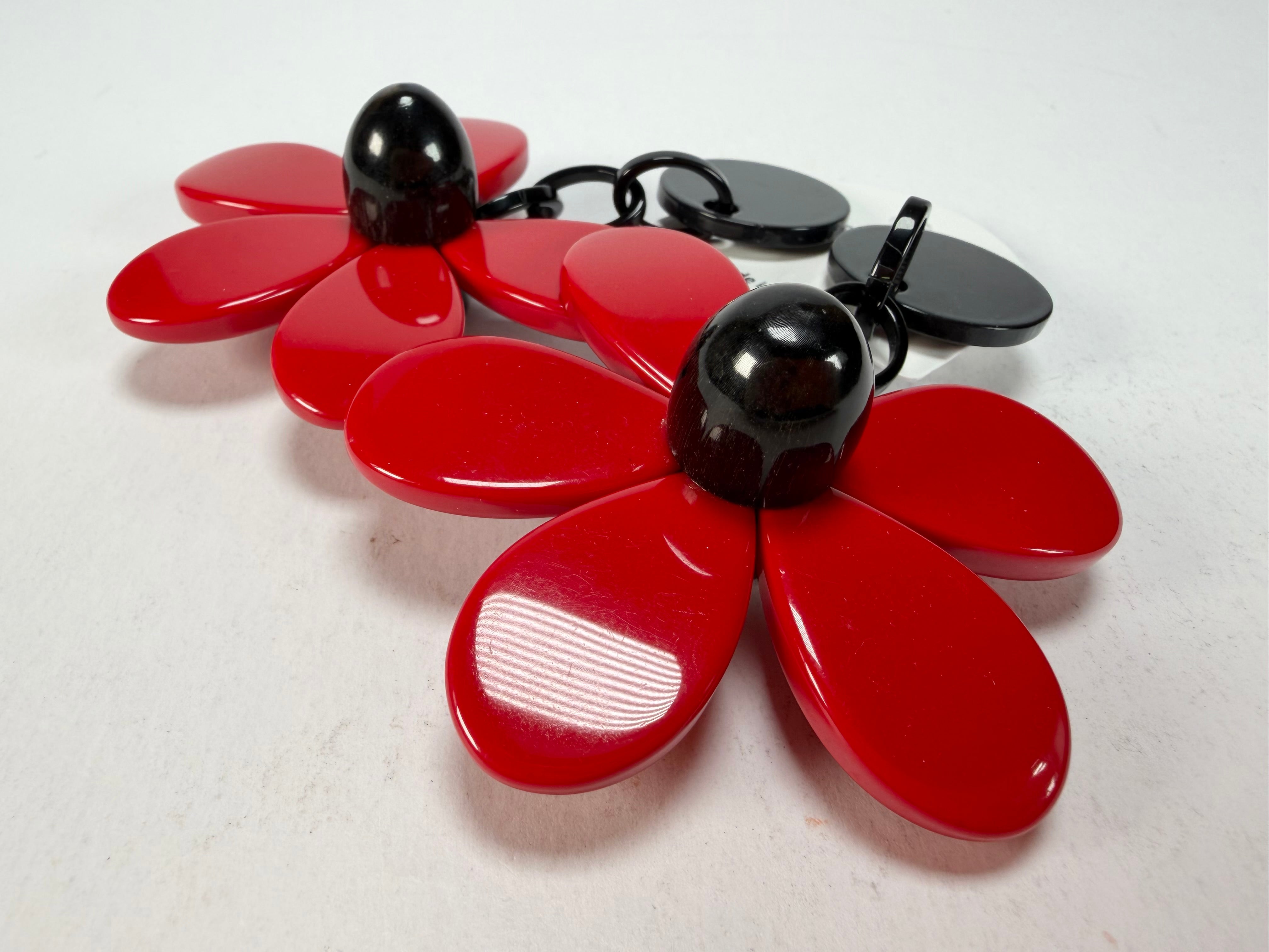 Marion Godart - Floral "Grand Pétale" Red Flower Resin Clip On Earrings