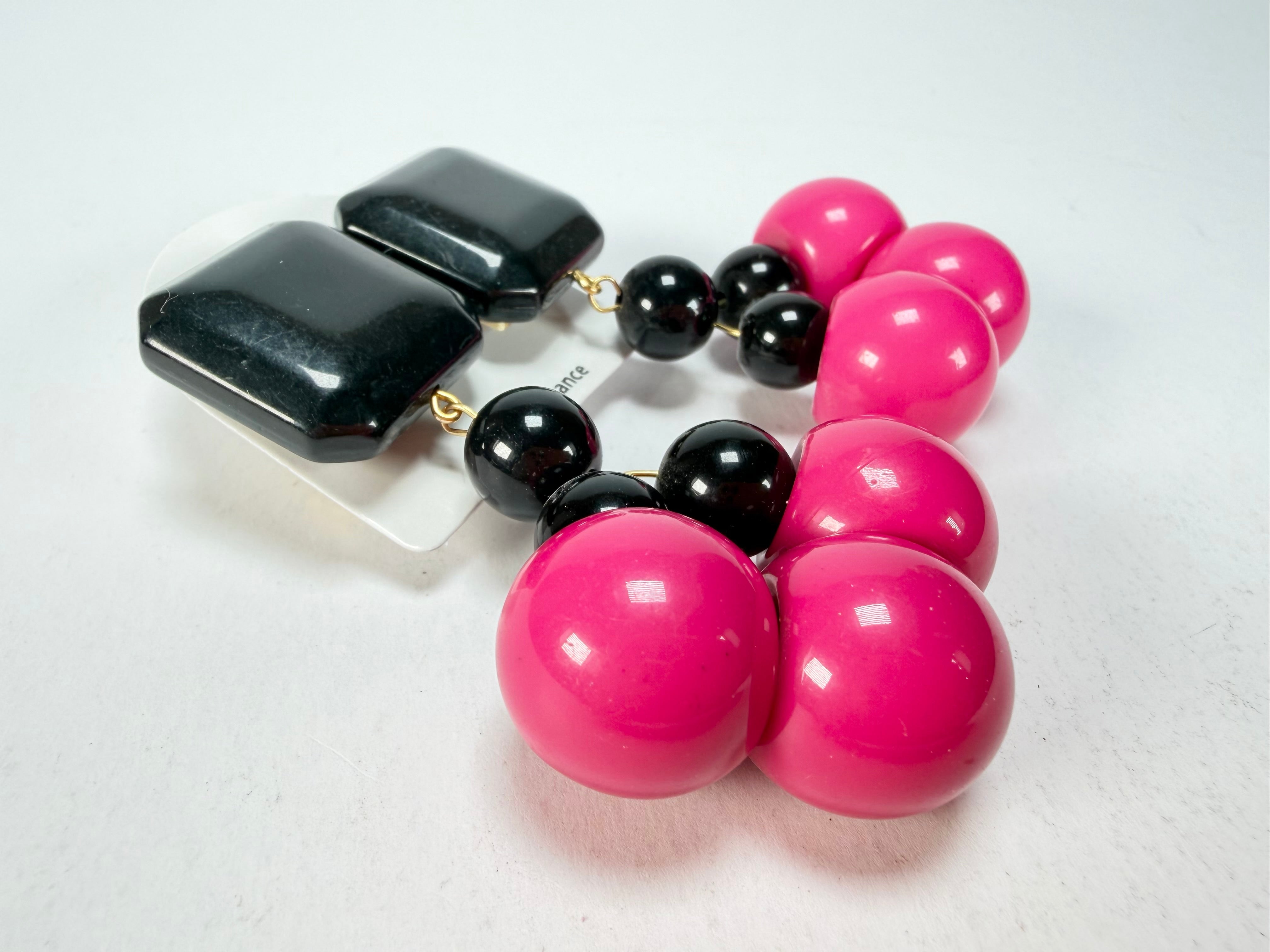 Marion Godart - Grapes "Suspendue" Hot Pink Small Cluster Resin Clip On Earrings