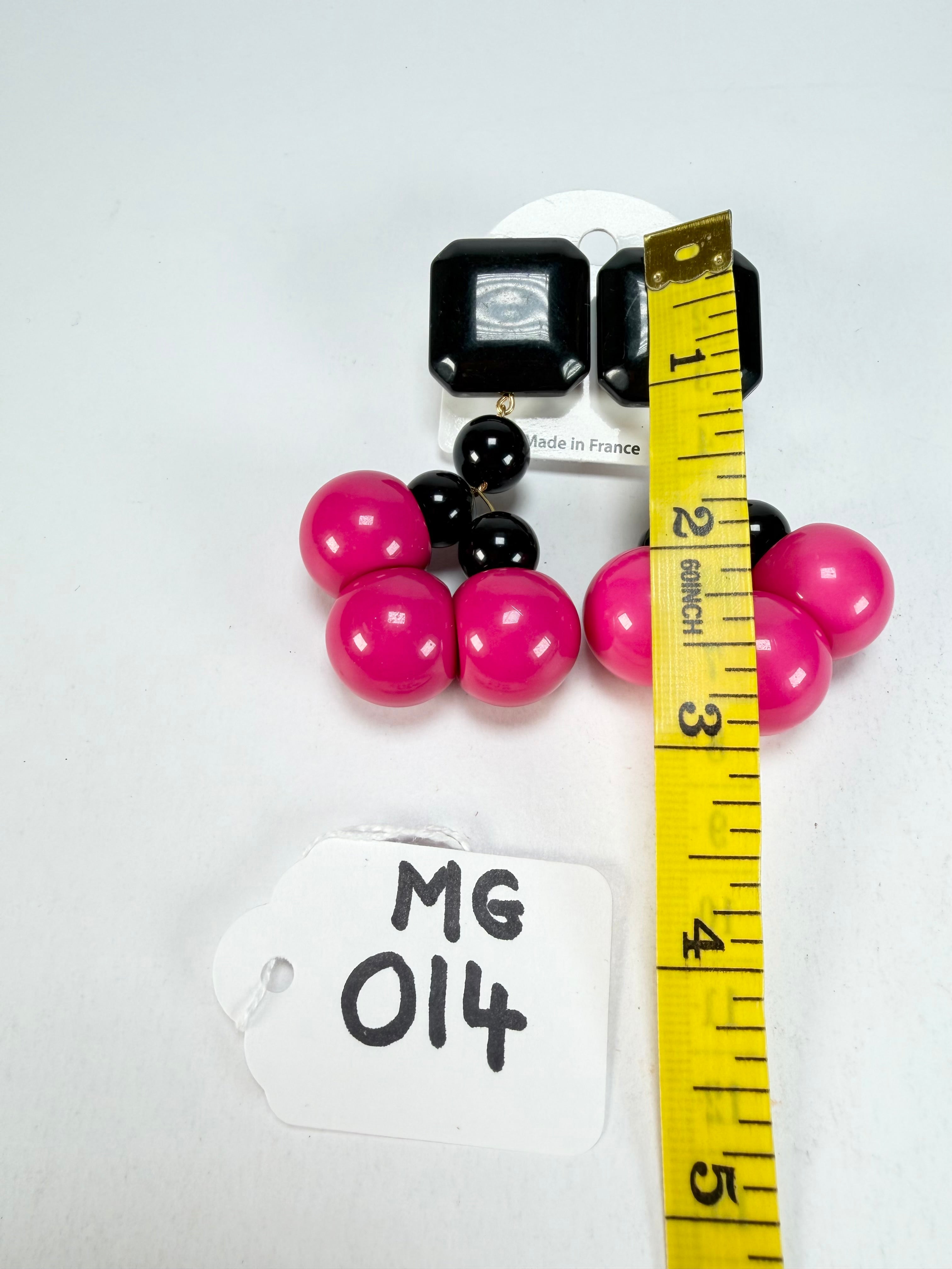 Marion Godart - Grapes "Suspendue" Hot Pink Small Cluster Resin Clip On Earrings