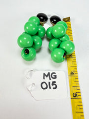 Marion Godart - Grapes "Suspendue" Bright Green Large Cluster Resin Clip On Earrings