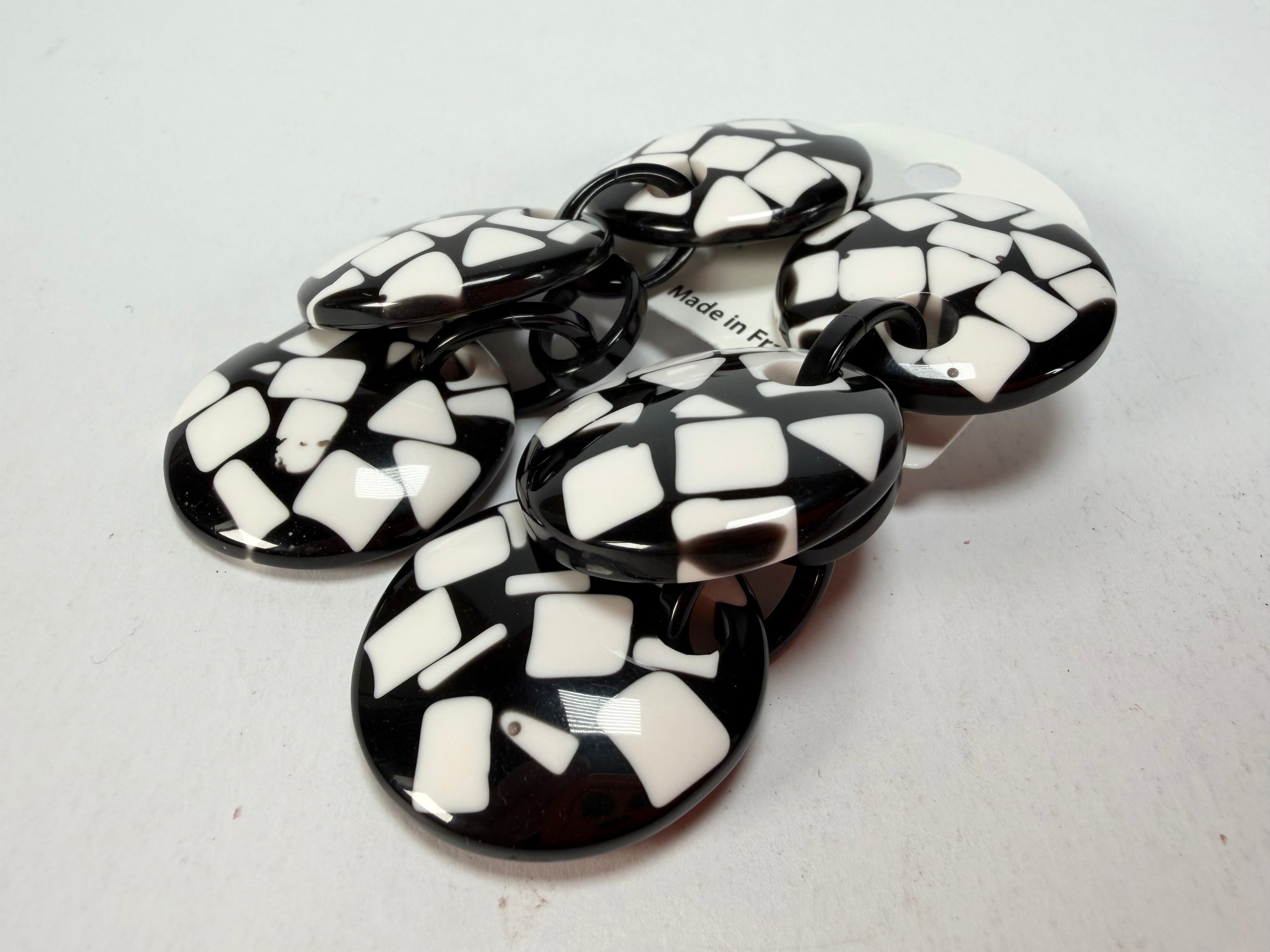 Marion Godart - Confetti "Pendentif Triple" Black & White Mix Triple Pendant Resin Clip On Earrings