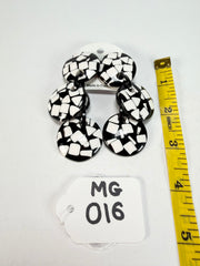 Marion Godart - Confetti "Pendentif Triple" Black & White Mix Triple Pendant Resin Clip On Earrings