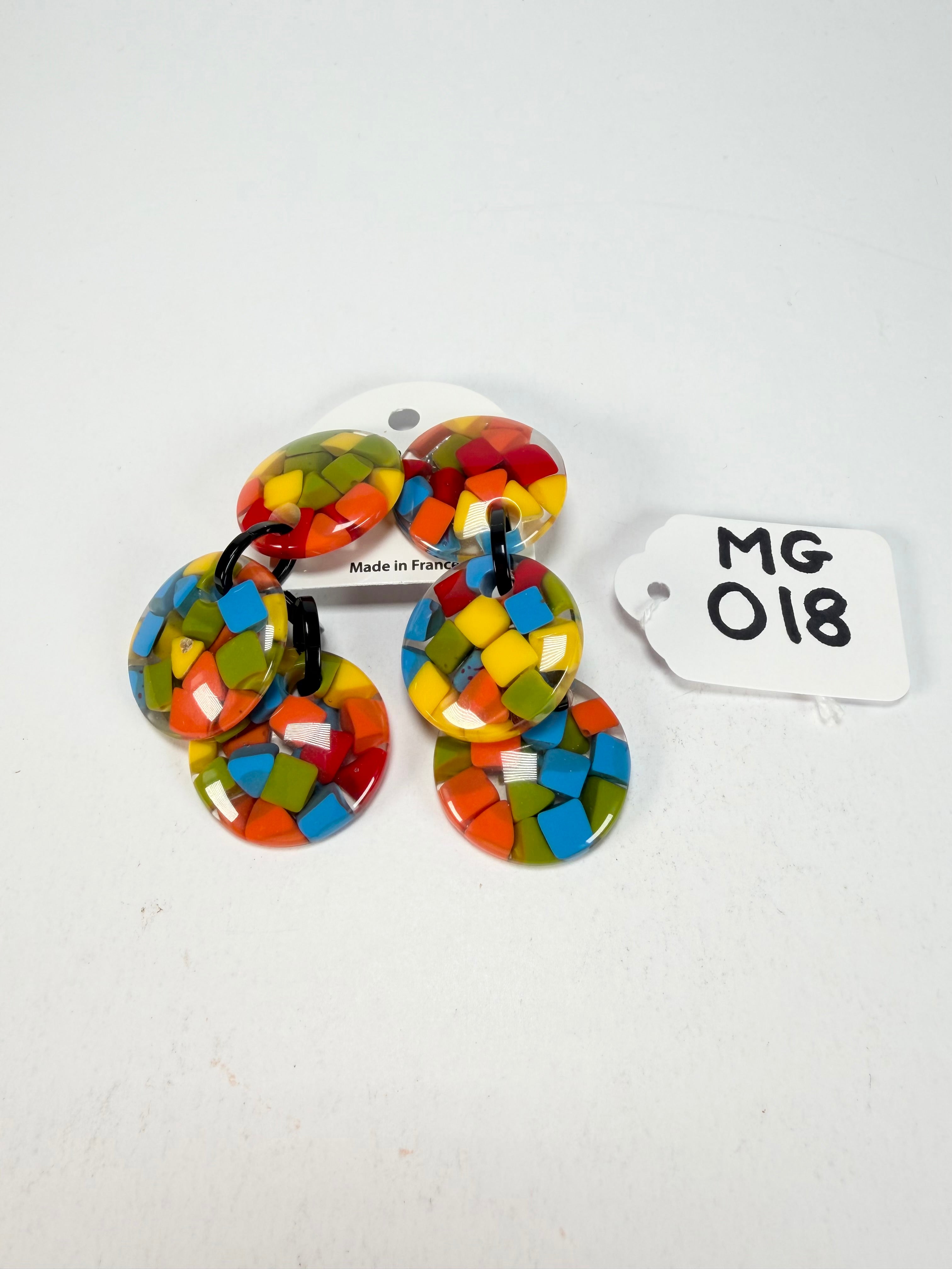 Marion Godart - Confetti "Pendentif Triple" Summer Mix Triple Pendant Resin Clip On Earrings