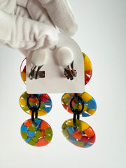 Marion Godart - Confetti "Pendentif Triple" Summer Mix Triple Pendant Resin Clip On Earrings