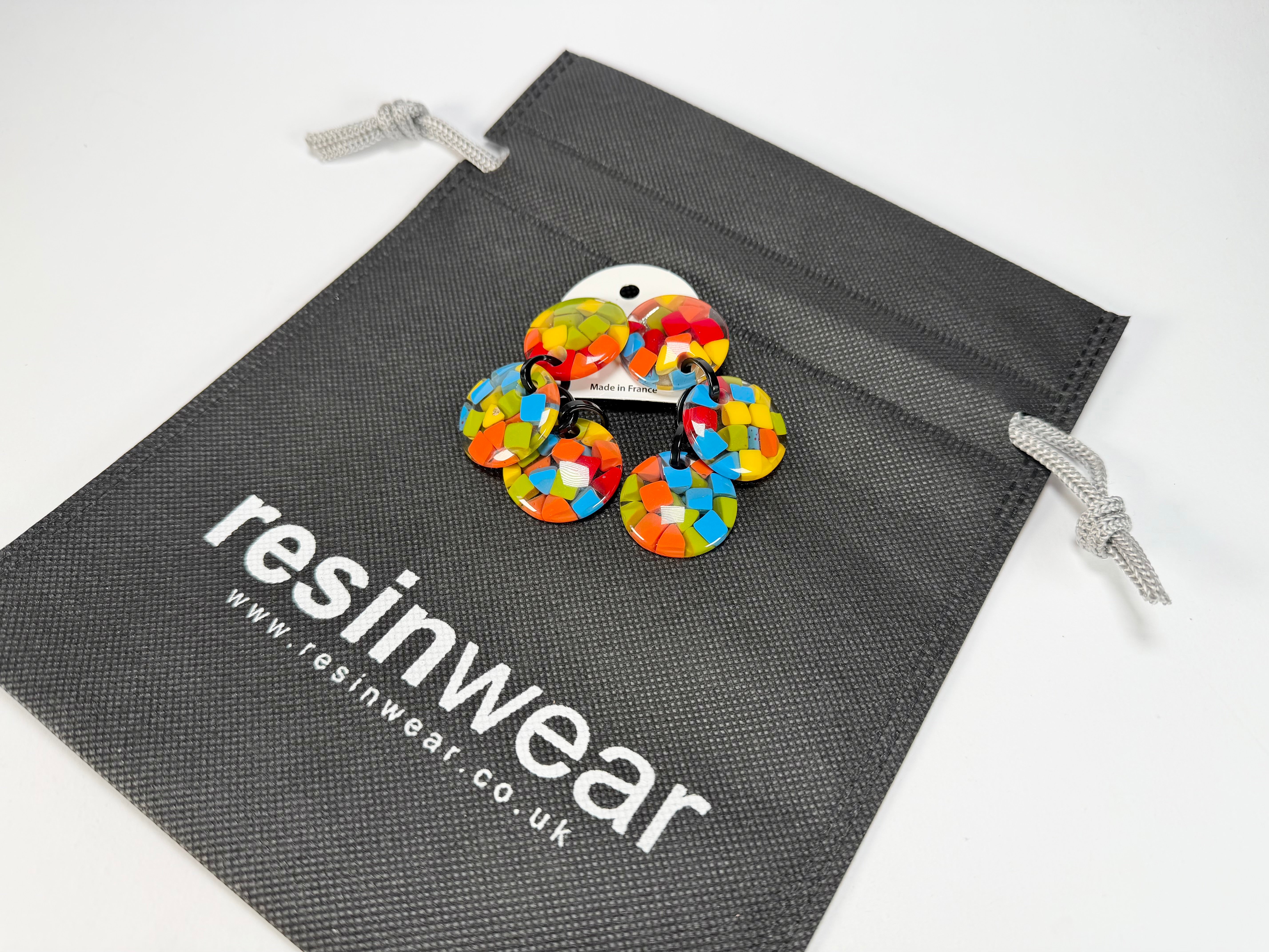 Marion Godart - Confetti "Pendentif Triple" Summer Mix Triple Pendant Resin Clip On Earrings