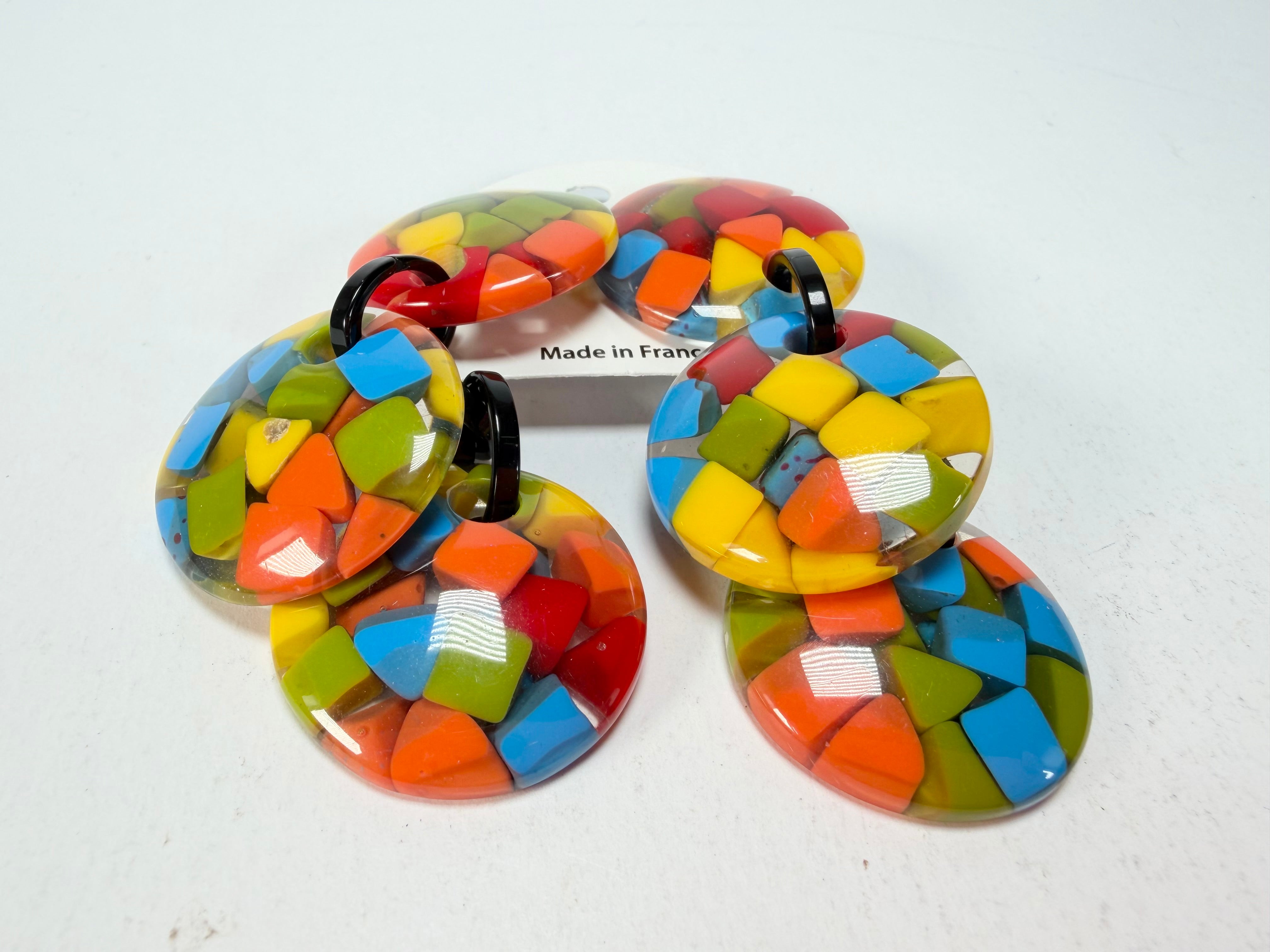 Marion Godart - Confetti "Pendentif Triple" Summer Mix Triple Pendant Resin Clip On Earrings