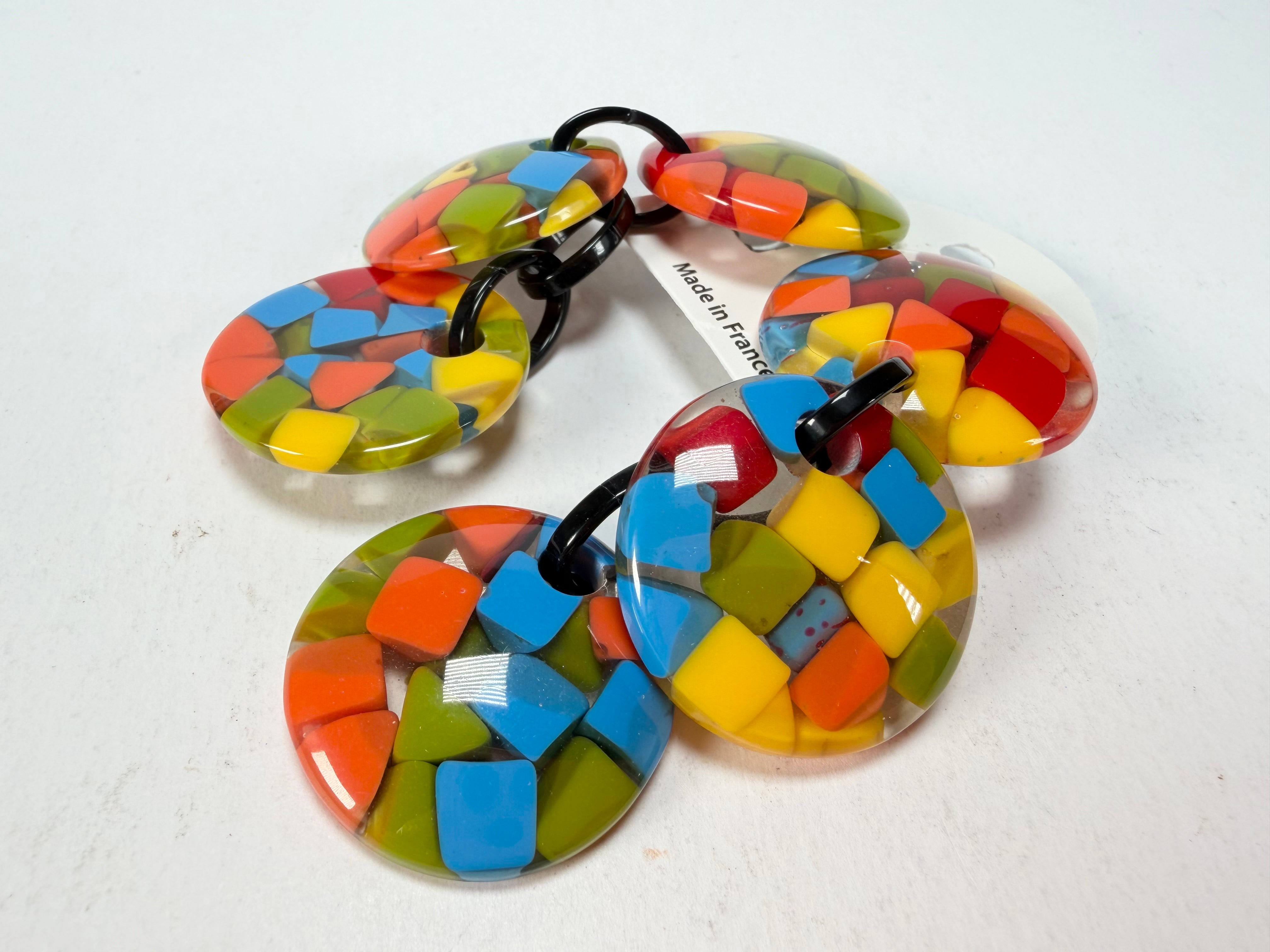 Marion Godart - Confetti "Pendentif Triple" Summer Mix Triple Pendant Resin Clip On Earrings