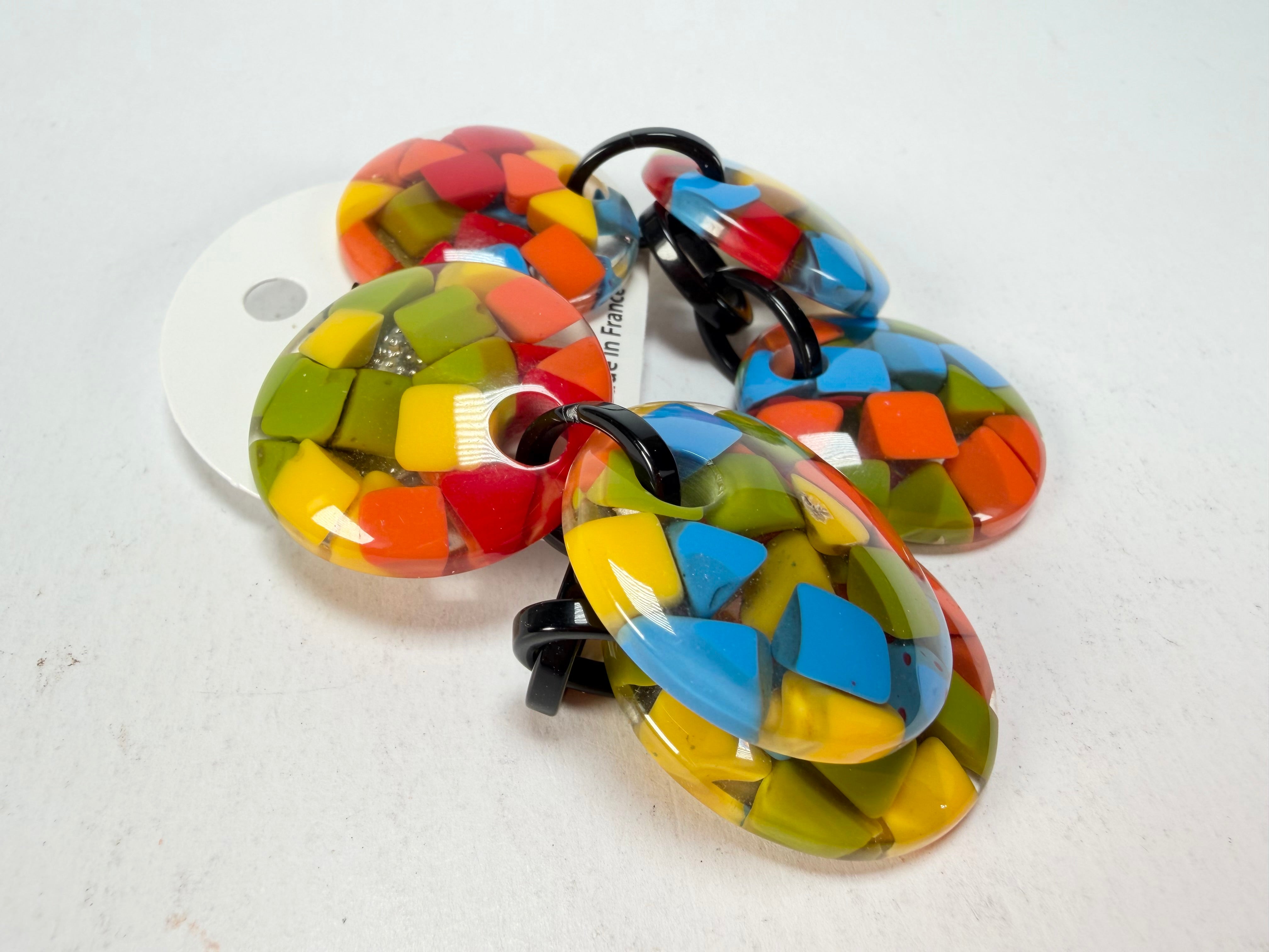 Marion Godart - Confetti "Pendentif Triple" Summer Mix Triple Pendant Resin Clip On Earrings