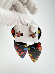 Marion Godart - Confetti "Bouclier Et Dague" Art-Deco Mix Dome & Pendant Resin Clip On Earrings