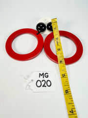 Marion Godart - BSX "Cerceau" Red & Black Flat Hoop Resin Clip On Earrings