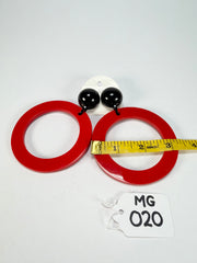 Marion Godart - BSX "Cerceau" Red & Black Flat Hoop Resin Clip On Earrings