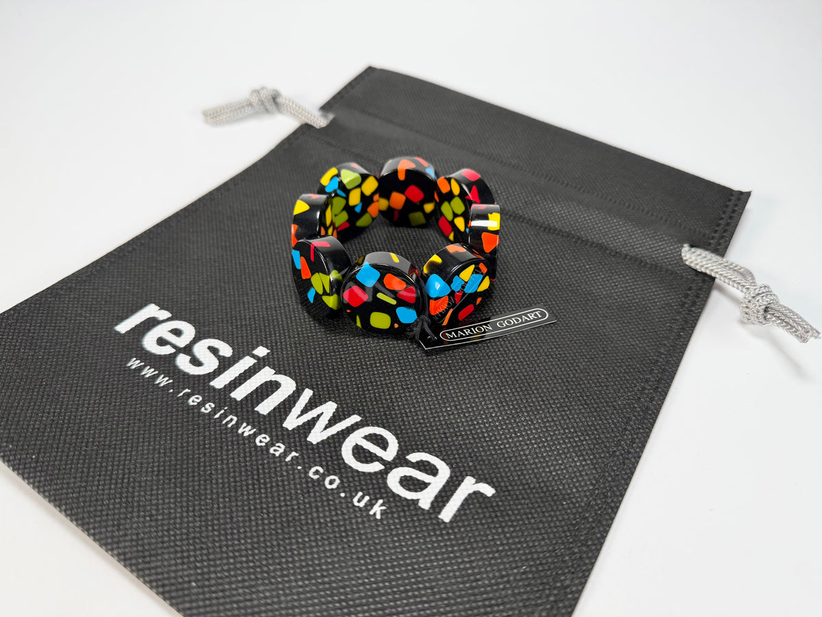 Marion Godart - Confetti "Cylindre" Art-Deco Mix Elasticated Cylinder Resin Bracelet
