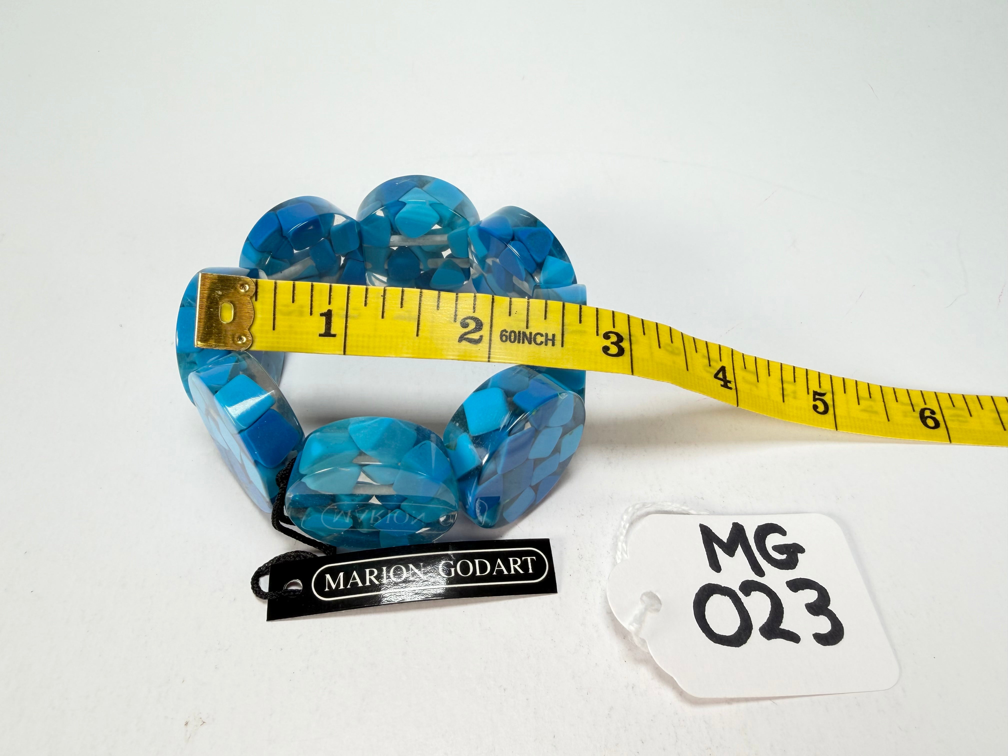 Marion Godart - Confetti "Cylindre" Blue Mix Elasticated Cylinder Resin Bracelet