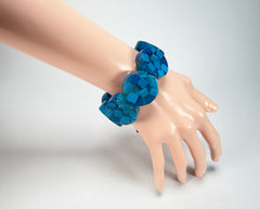 Marion Godart - Confetti "Cylindre" Blue Mix Elasticated Cylinder Resin Bracelet