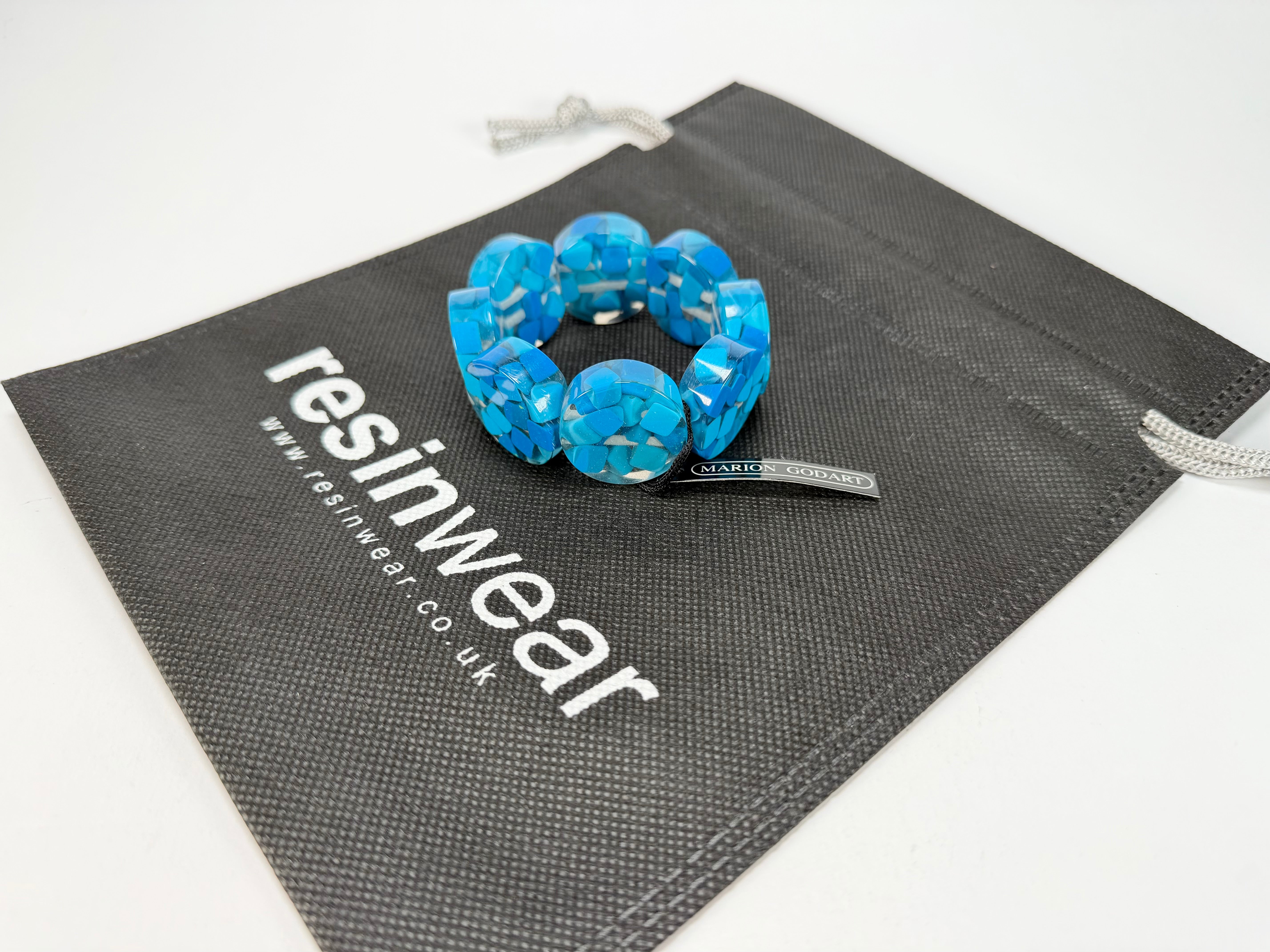 Marion Godart - Confetti "Cylindre" Blue Mix Elasticated Cylinder Resin Bracelet
