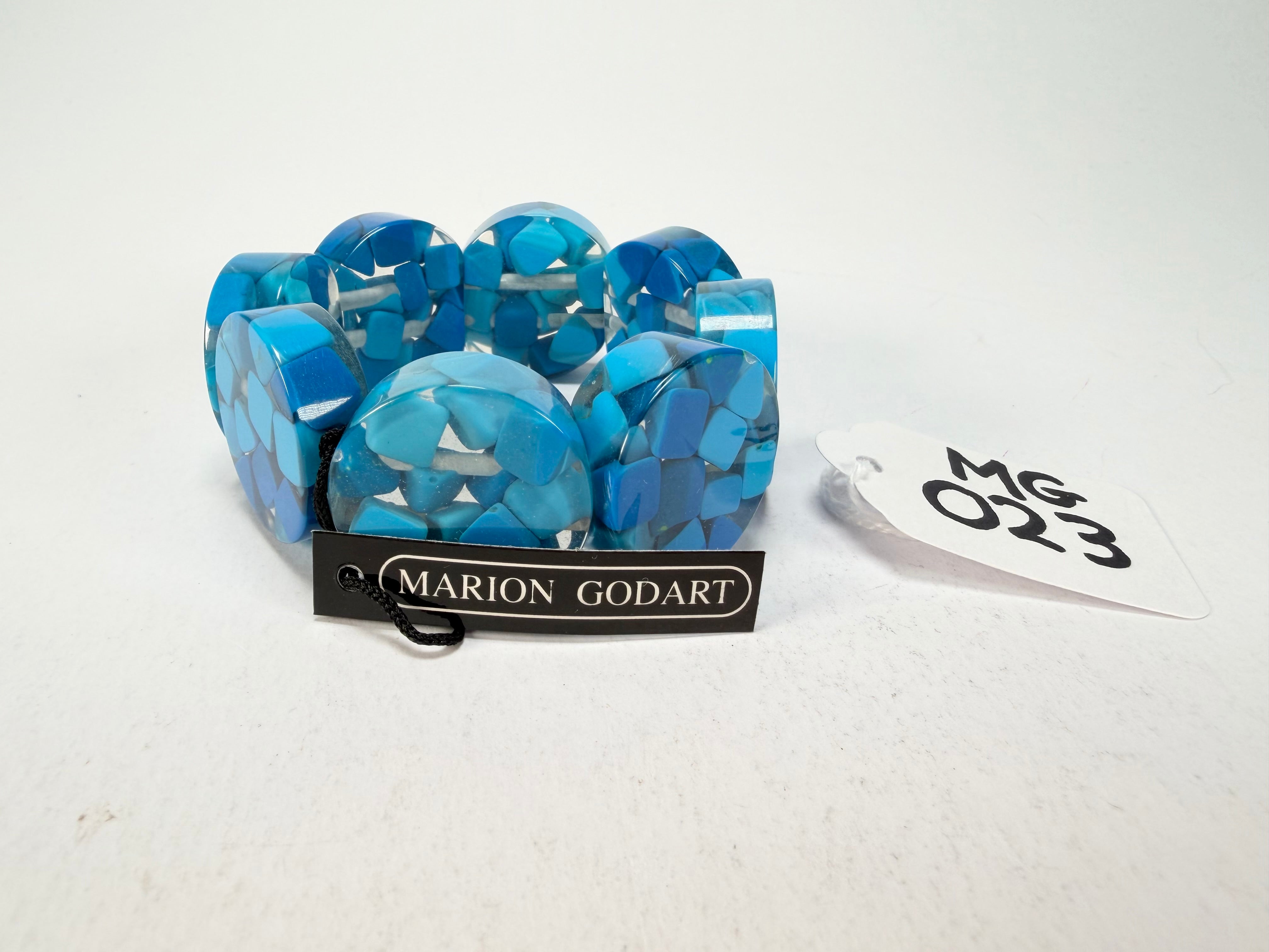 Marion Godart - Confetti "Cylindre" Blue Mix Elasticated Cylinder Resin Bracelet