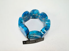 Marion Godart - Confetti "Cylindre" Blue Mix Elasticated Cylinder Resin Bracelet