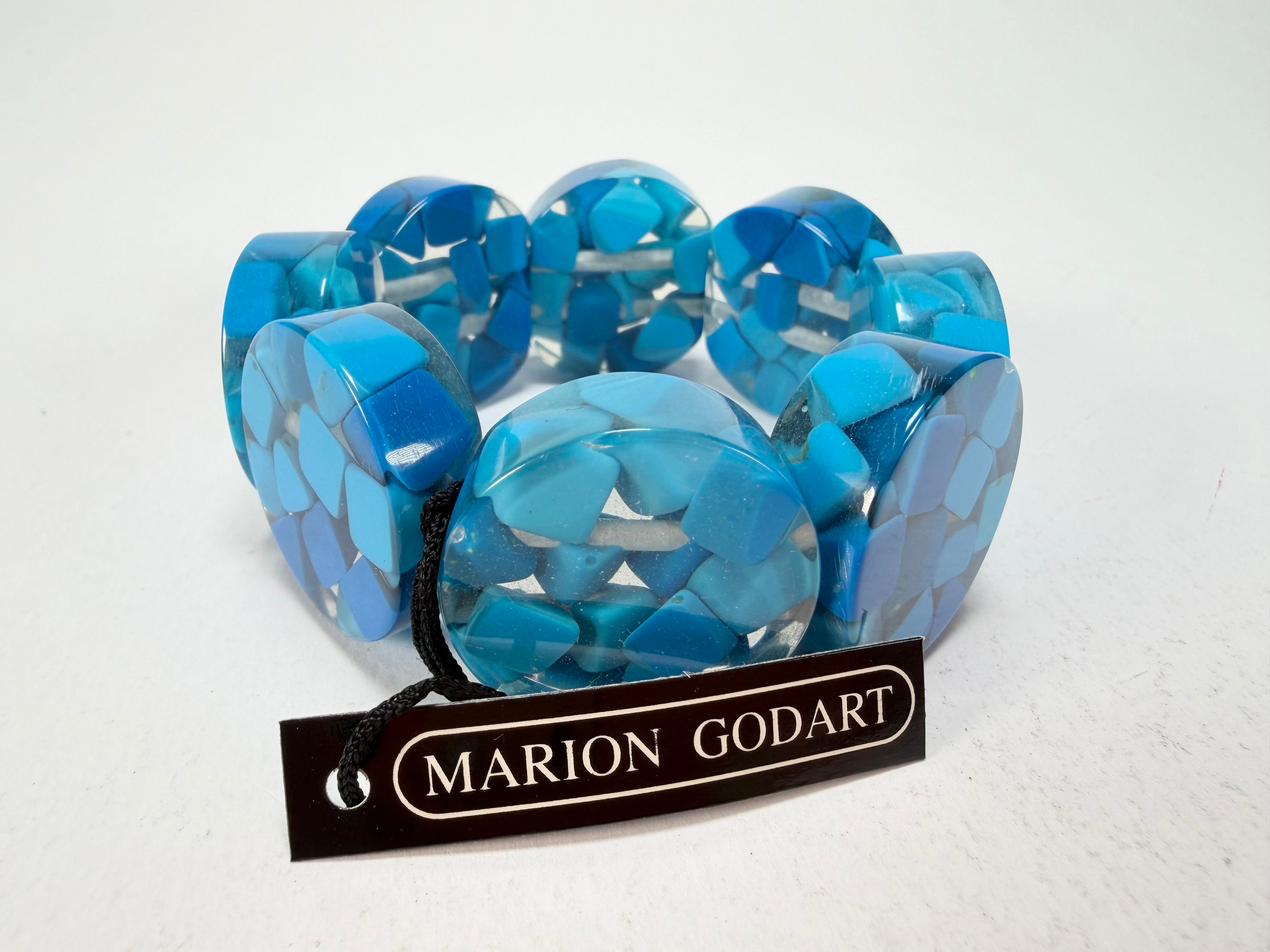 Marion Godart - Confetti "Cylindre" Blue Mix Elasticated Cylinder Resin Bracelet