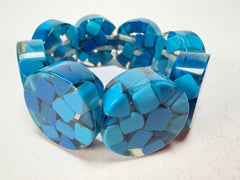 Marion Godart - Confetti "Cylindre" Blue Mix Elasticated Cylinder Resin Bracelet