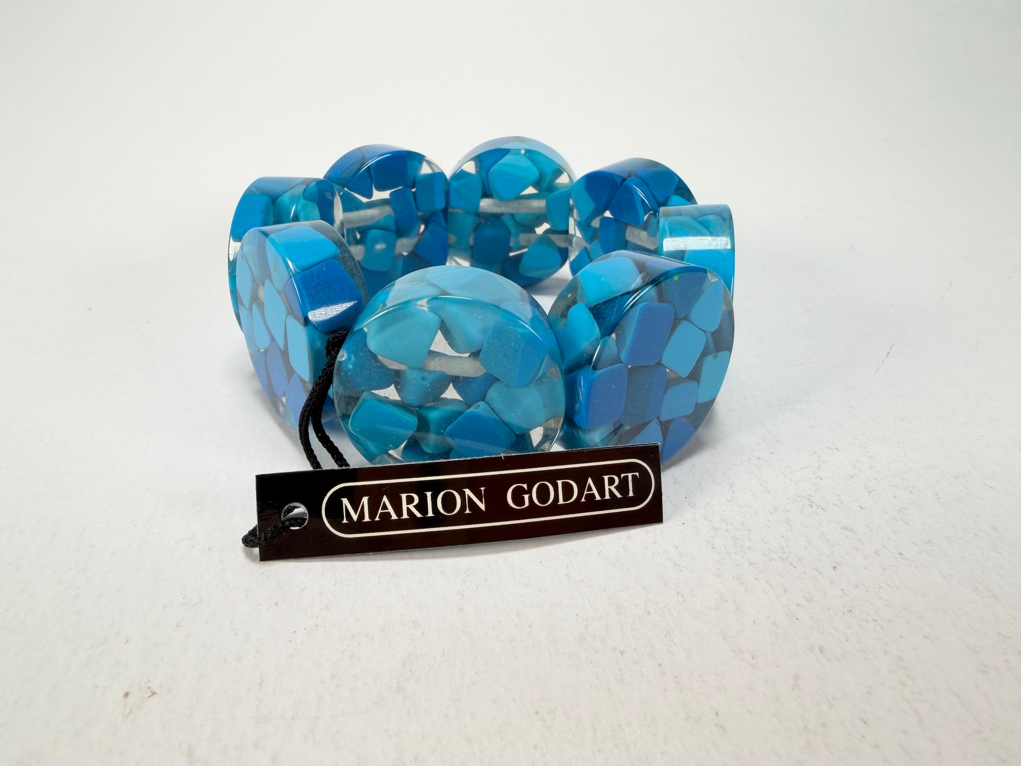 Marion Godart - Confetti "Cylindre" Blue Mix Elasticated Cylinder Resin Bracelet