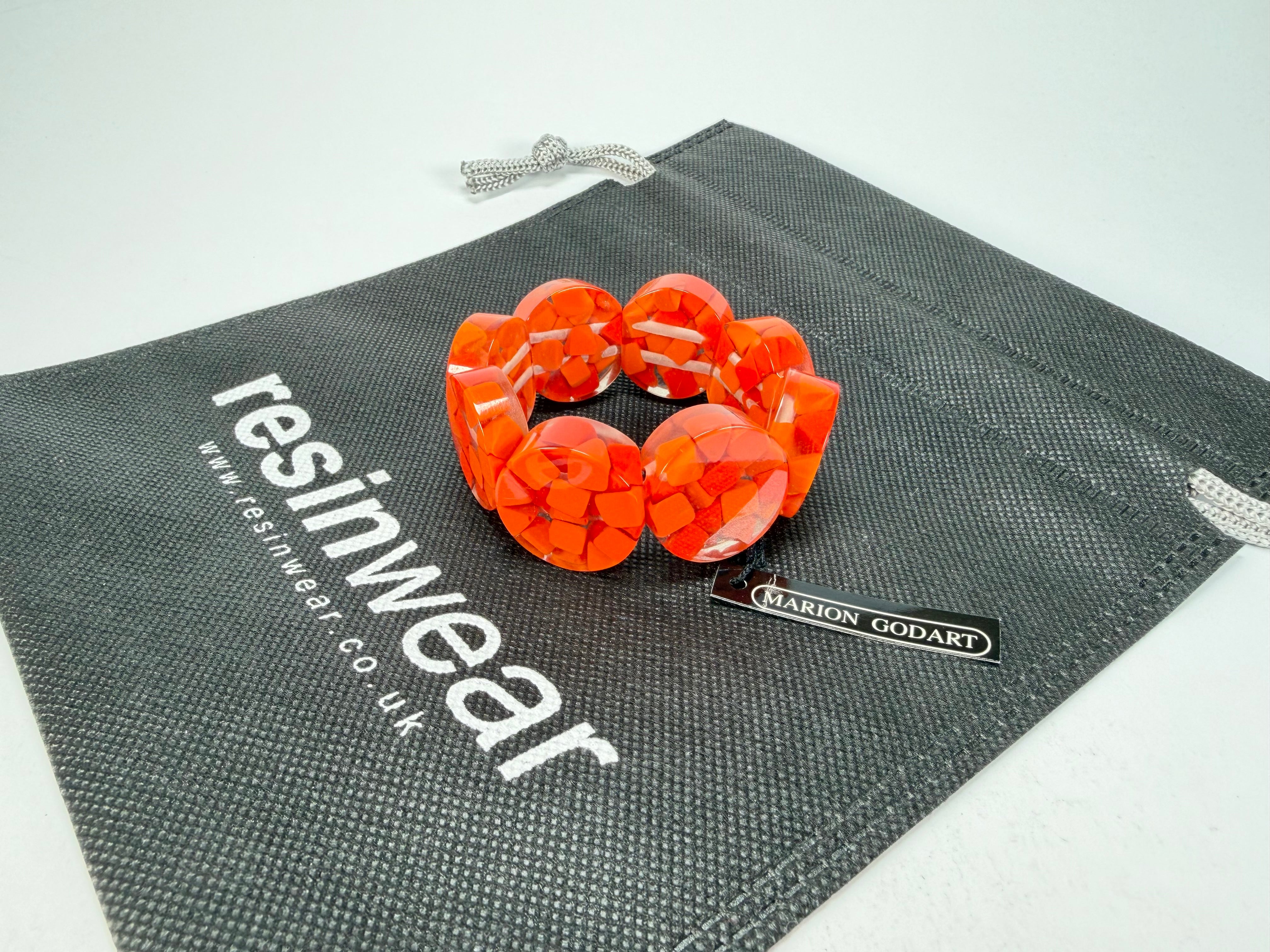 Marion Godart - Confetti "Cylindre" Orange Mix Elasticated Cylinder Resin Bracelet