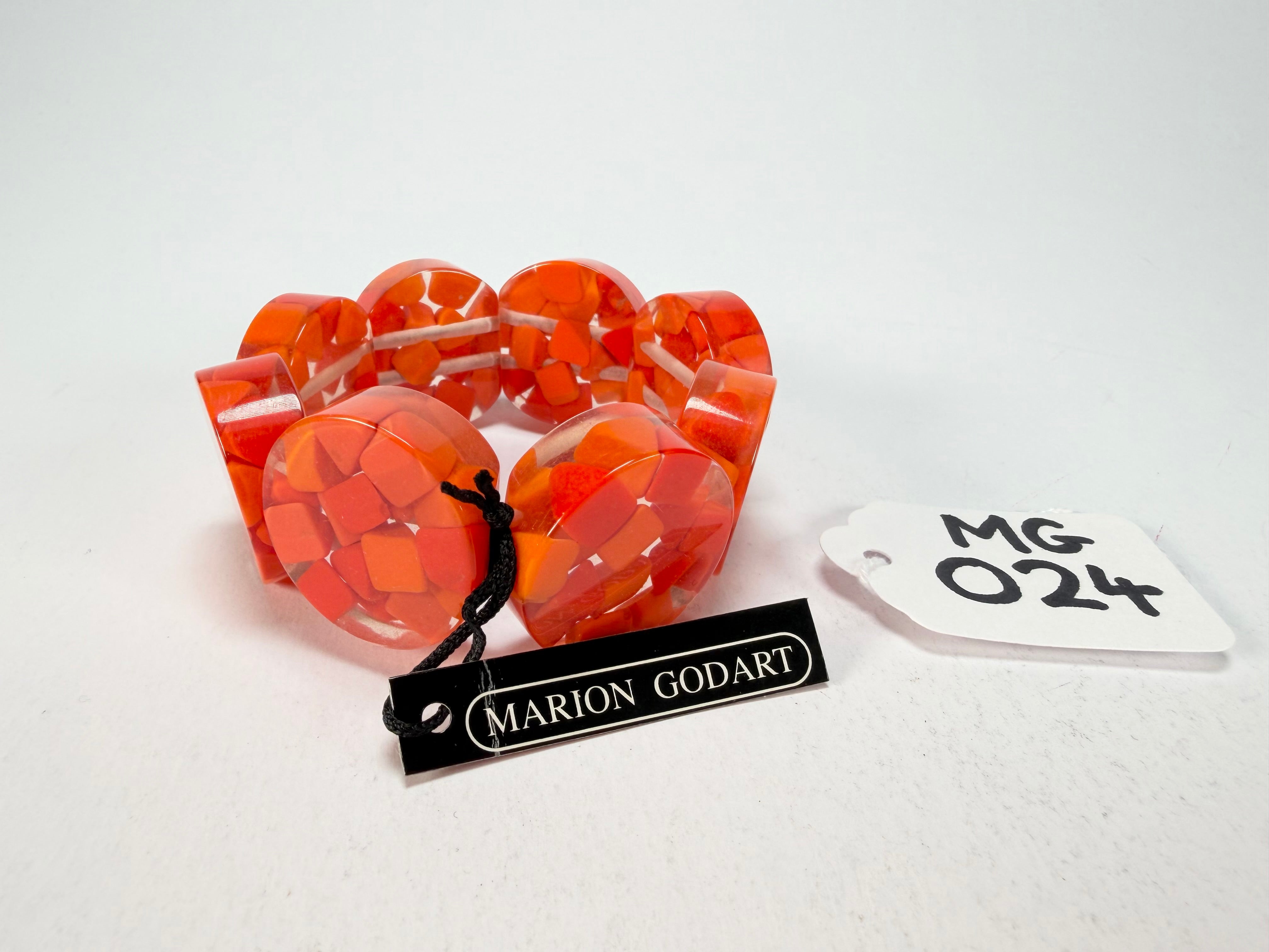 Marion Godart - Confetti "Cylindre" Orange Mix Elasticated Cylinder Resin Bracelet