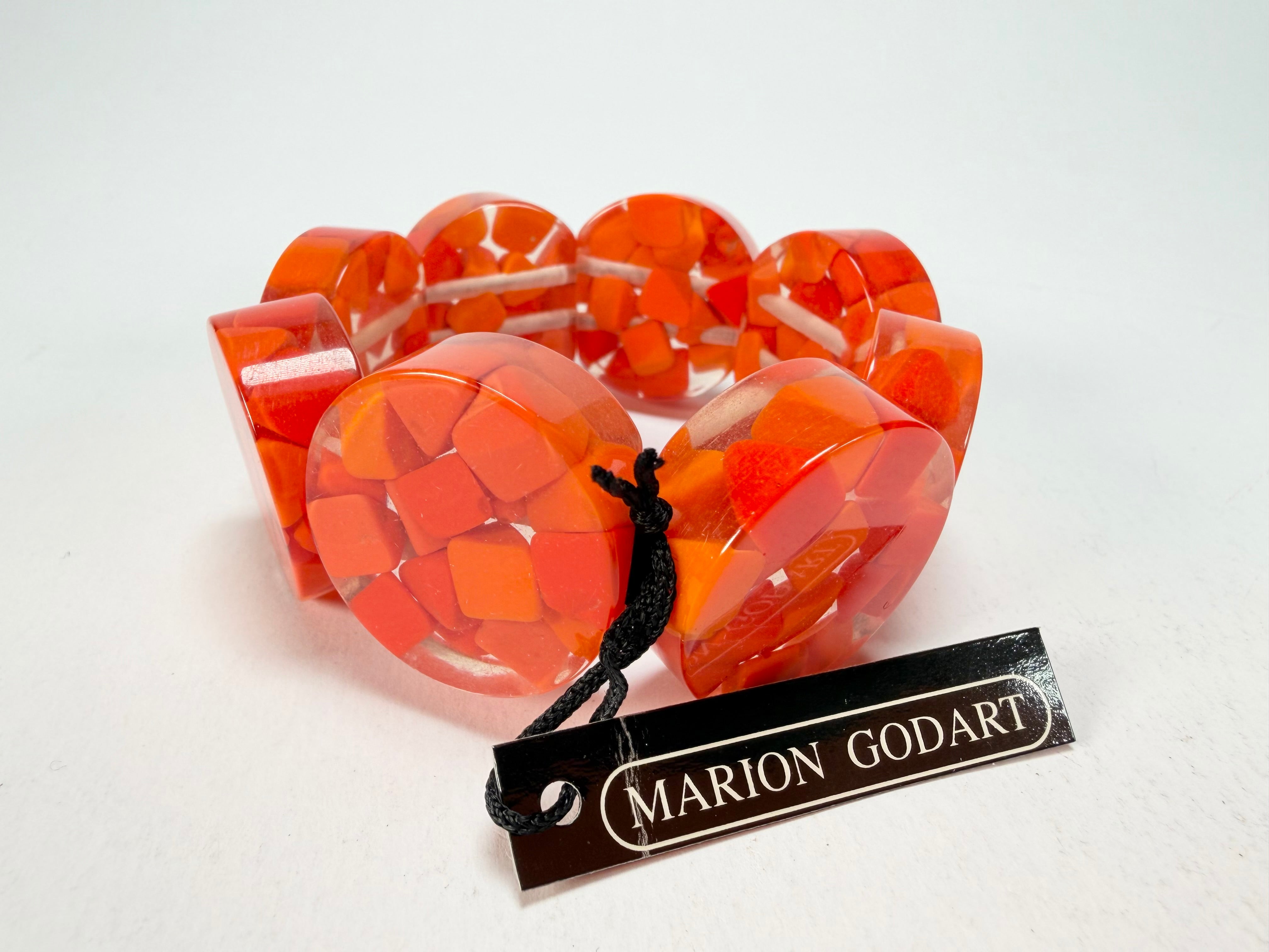 Marion Godart - Confetti "Cylindre" Orange Mix Elasticated Cylinder Resin Bracelet