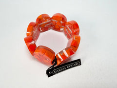 Marion Godart - Confetti "Cylindre" Orange Mix Elasticated Cylinder Resin Bracelet