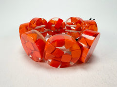 Marion Godart - Confetti "Cylindre" Orange Mix Elasticated Cylinder Resin Bracelet