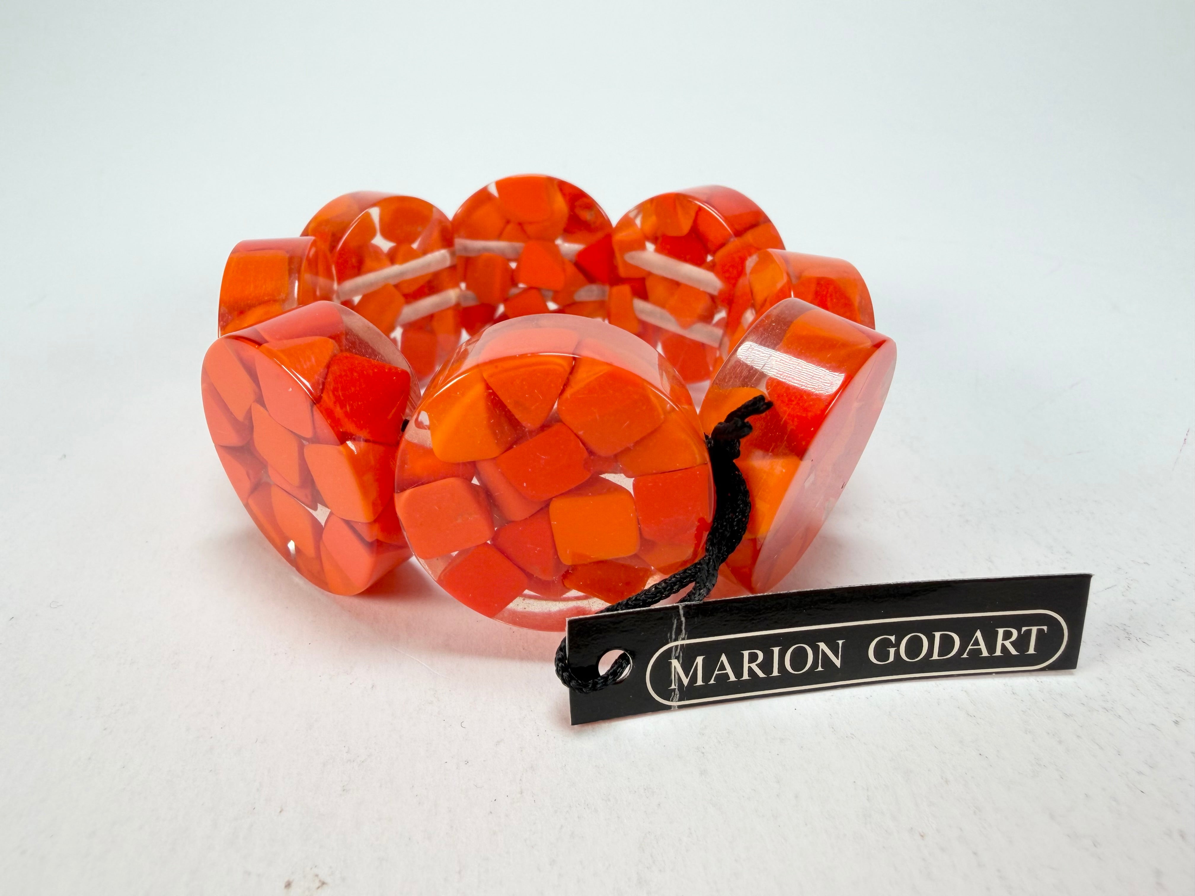 Marion Godart - Confetti "Cylindre" Orange Mix Elasticated Cylinder Resin Bracelet