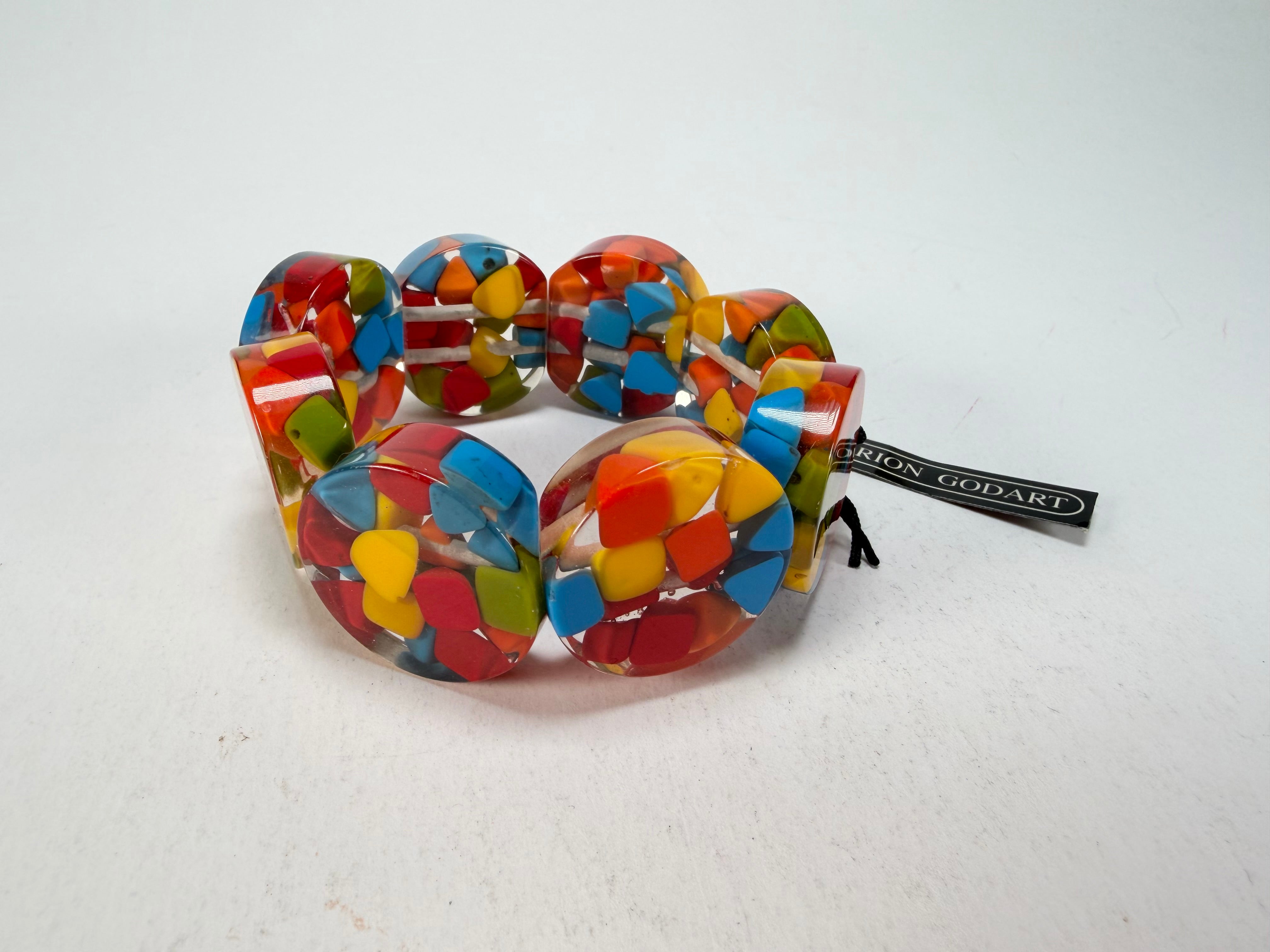 Marion Godart - Confetti "Cylindre" Summer Mix Elasticated Cylinder Resin Bracelet